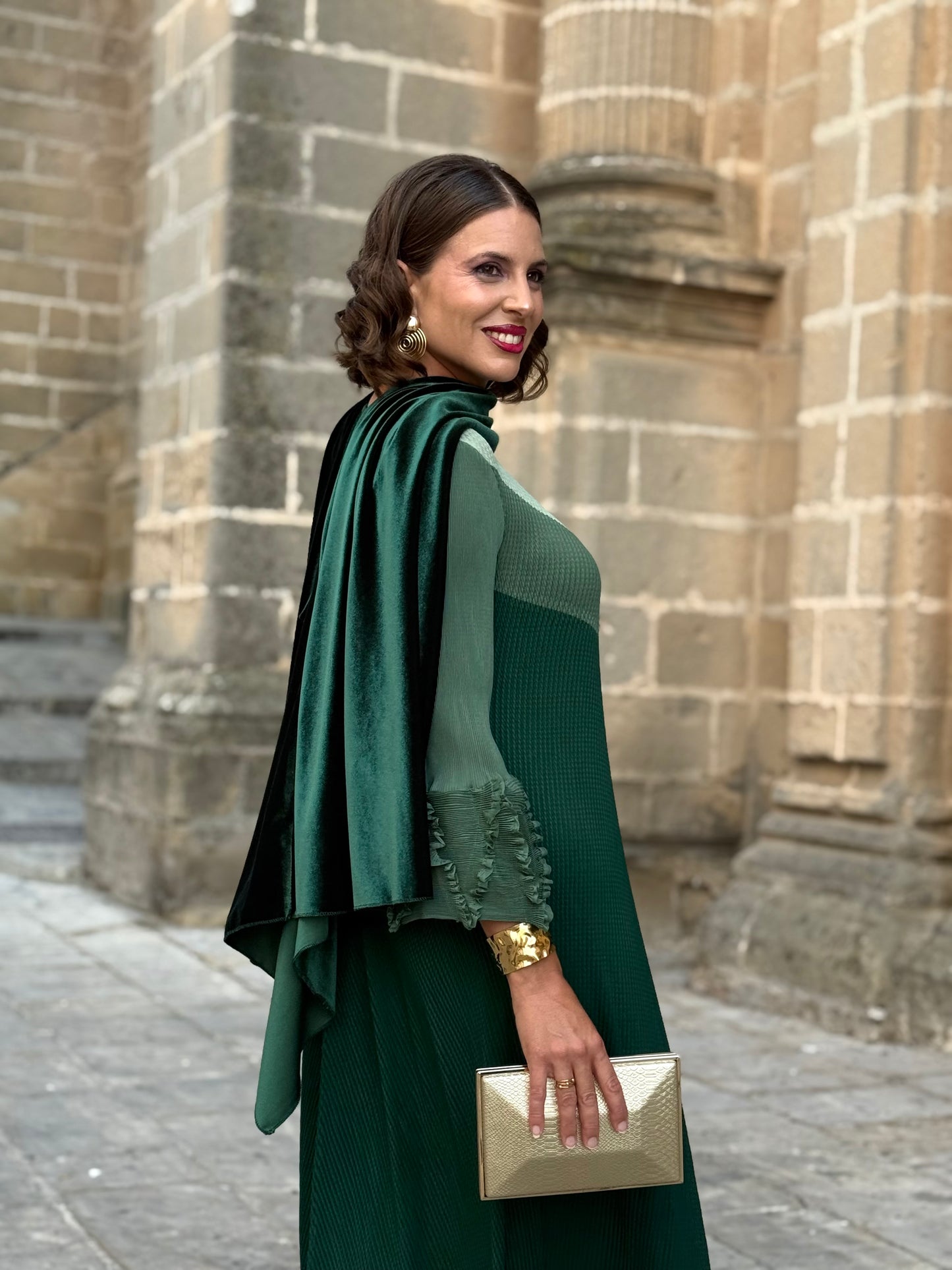 Capa Terciopelo Verde Botella