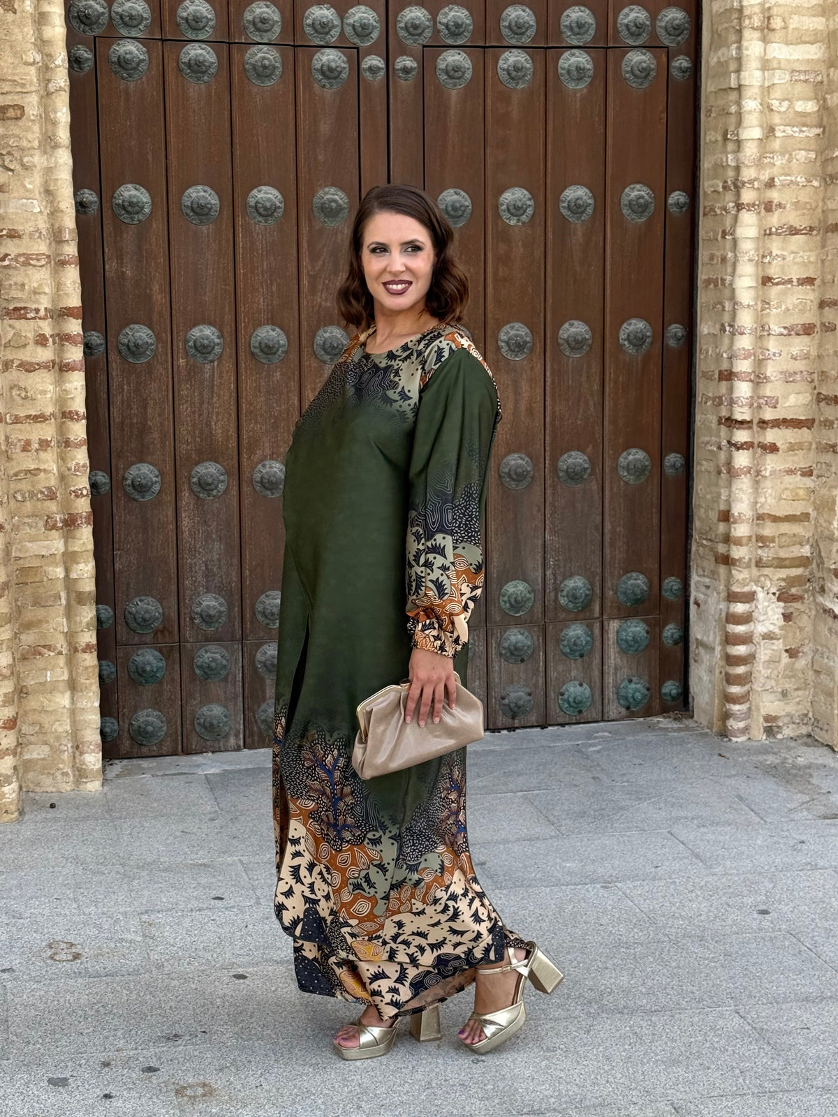 Conjunto Camelia Largo Verde Estampado