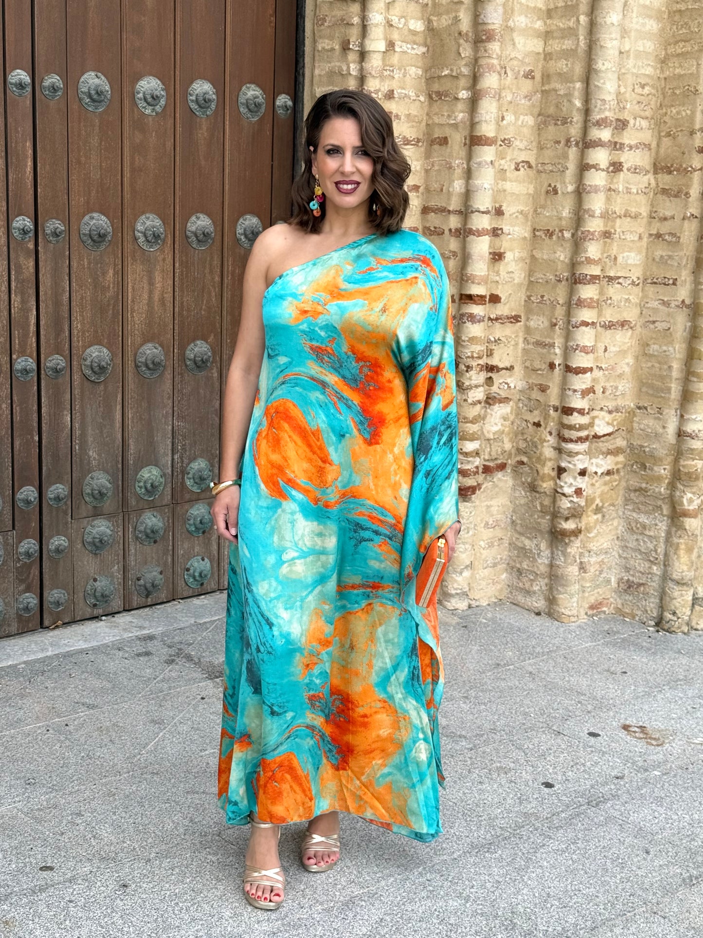 Vestido Casandra Turquesa/Naranja