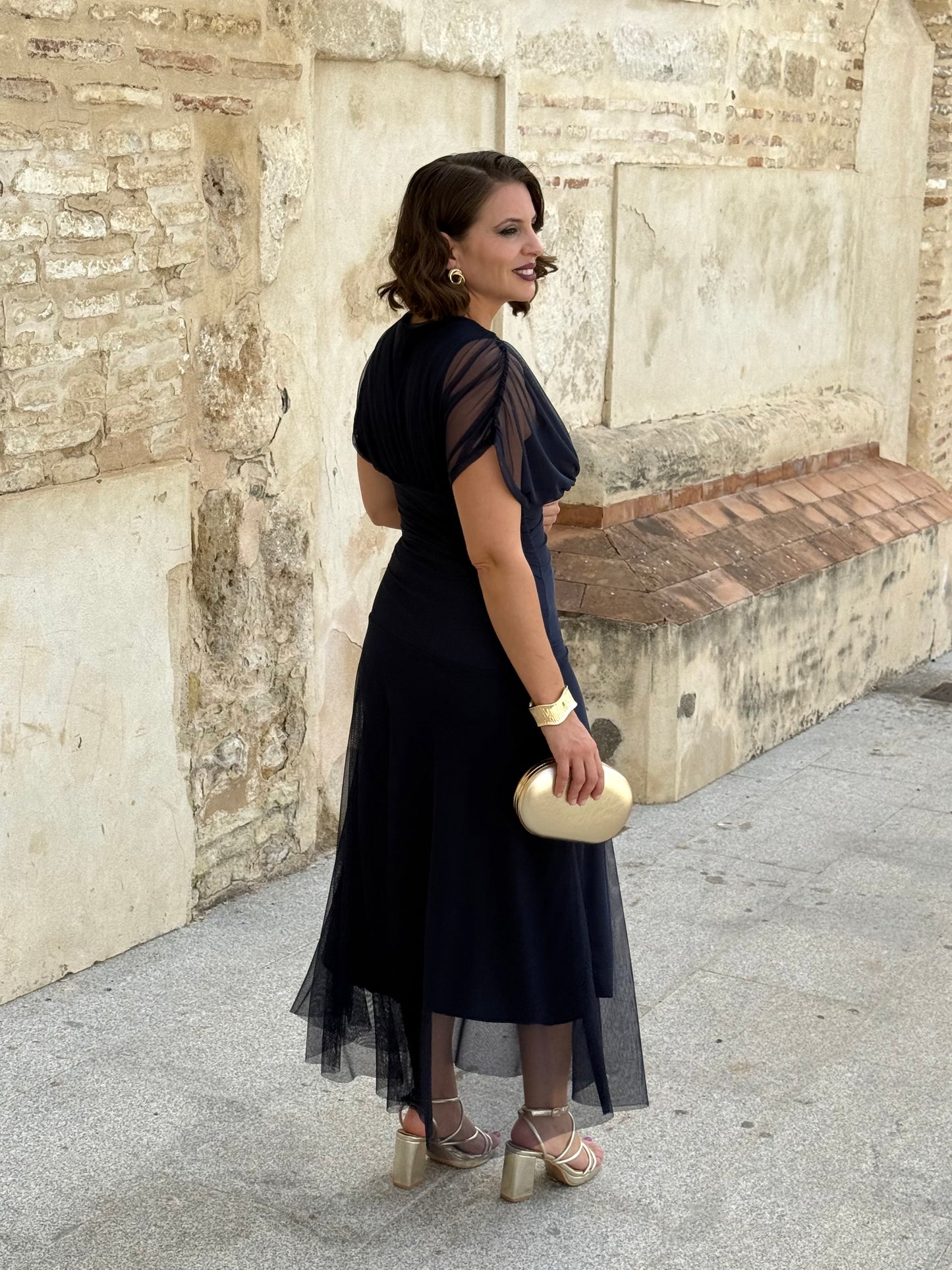 Vestido Graciela M/C Azul Marino