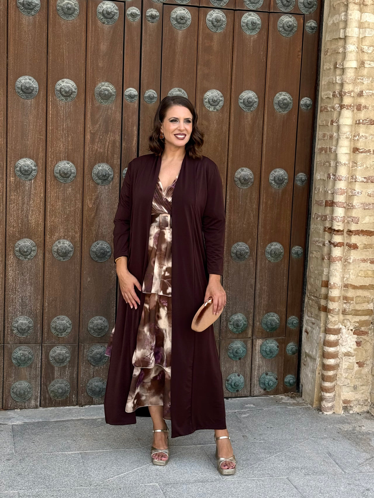 Kimono Punto de Seda Marrón