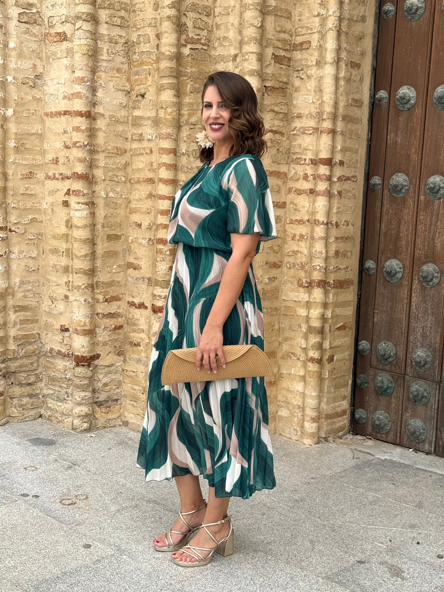Vestido Niebla Estampado Verde