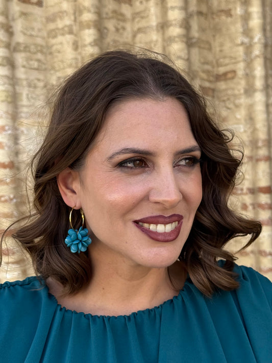 Pendientes Aro flor Turquesa