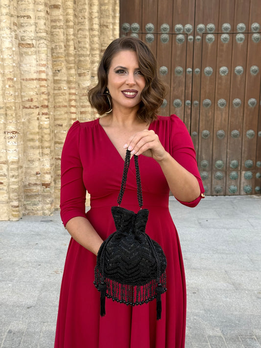Limosnera Zaira con pedrería y flecos