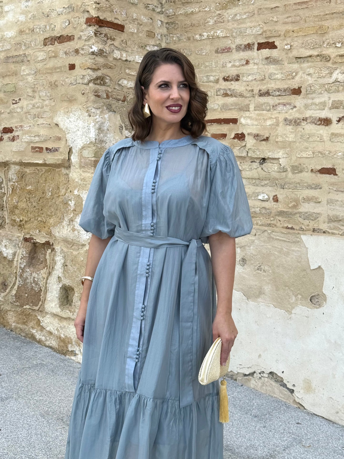Vestido Menorca Azul Empolvado