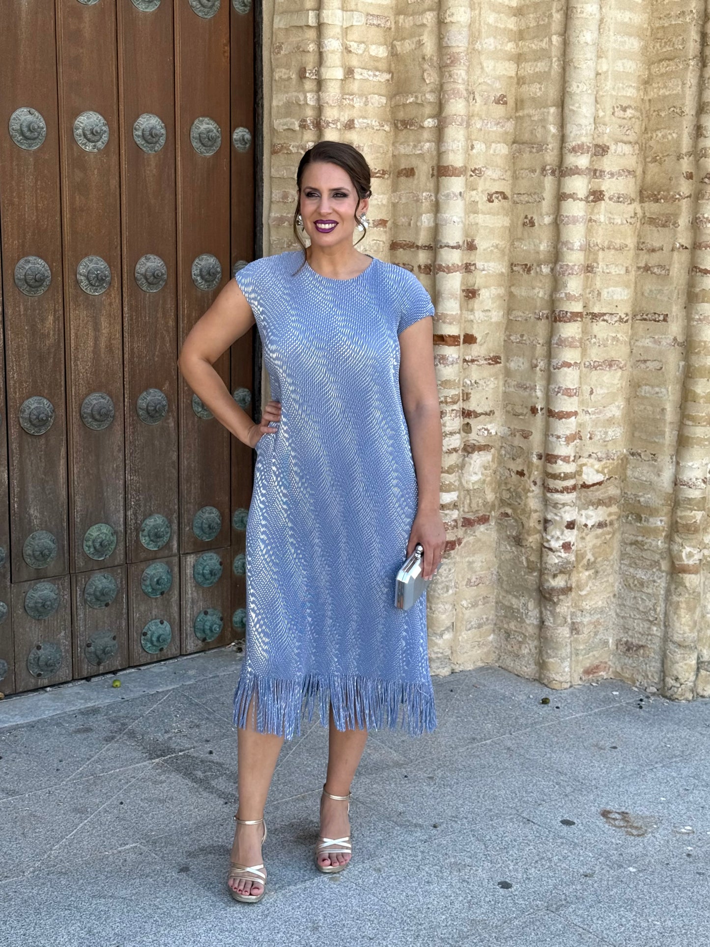 Vestido Gala Celeste/Plata