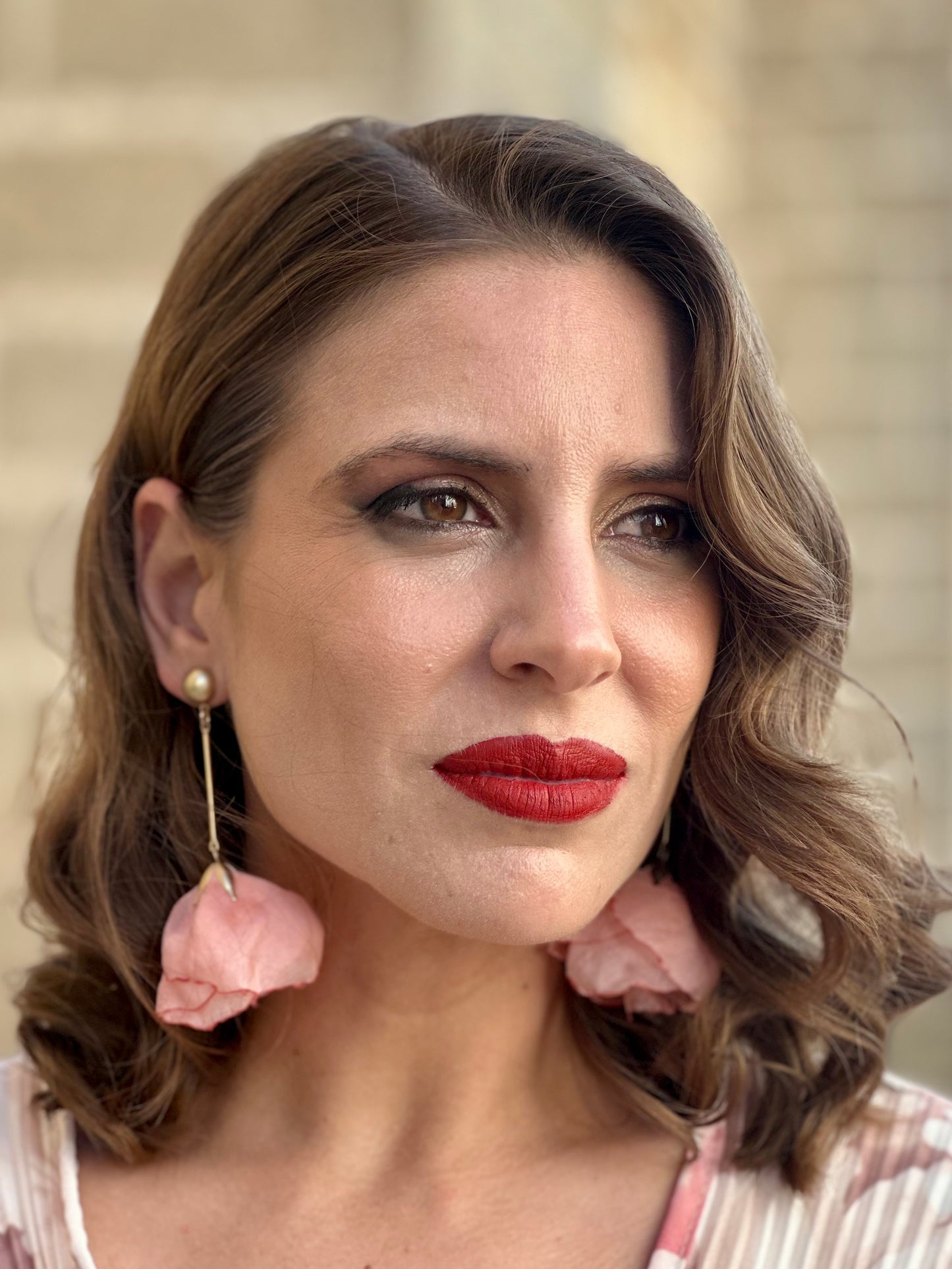 Pendientes Pétalo Rosa