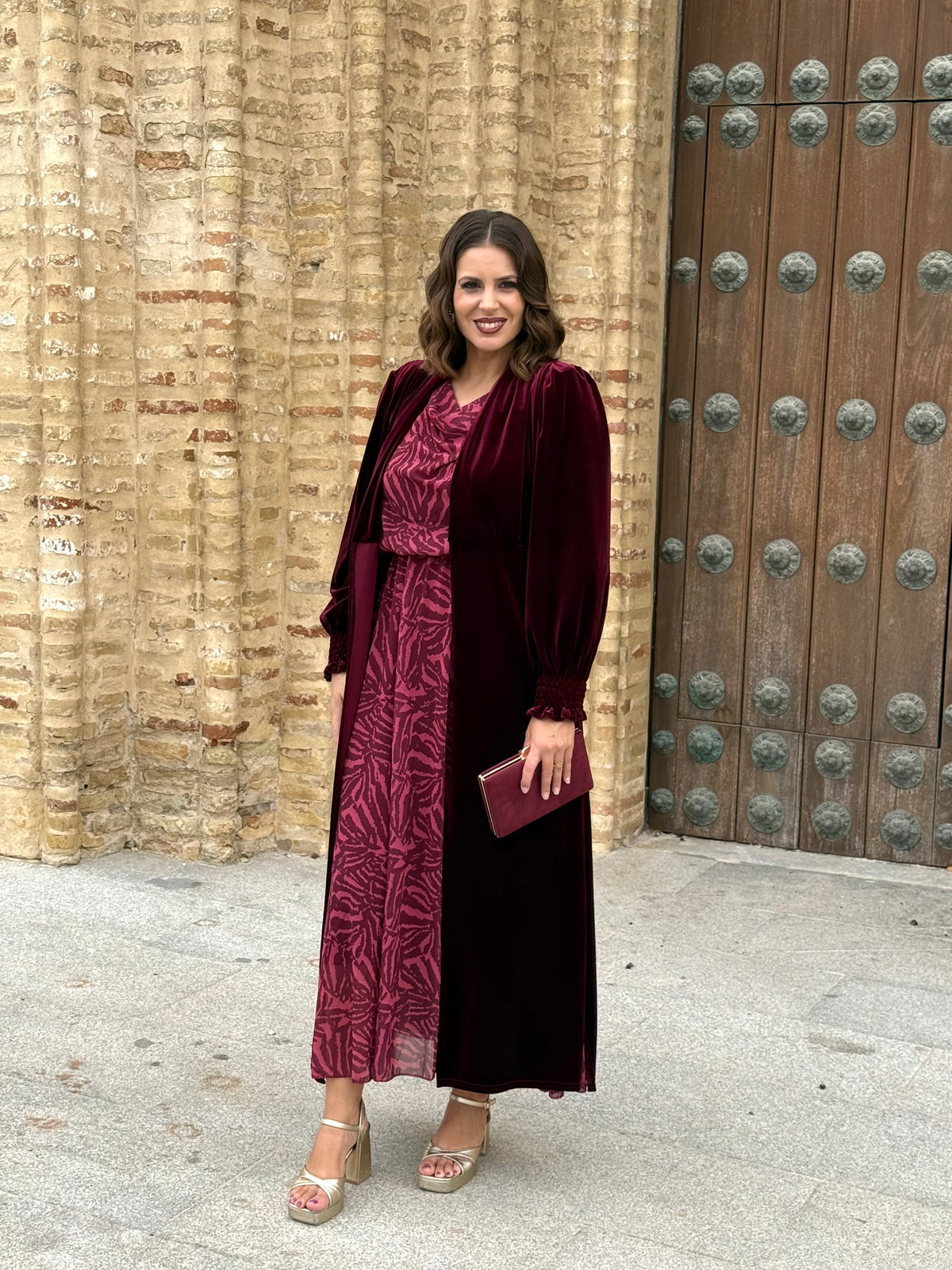 Kimono Karina Terciopelo Burdeos