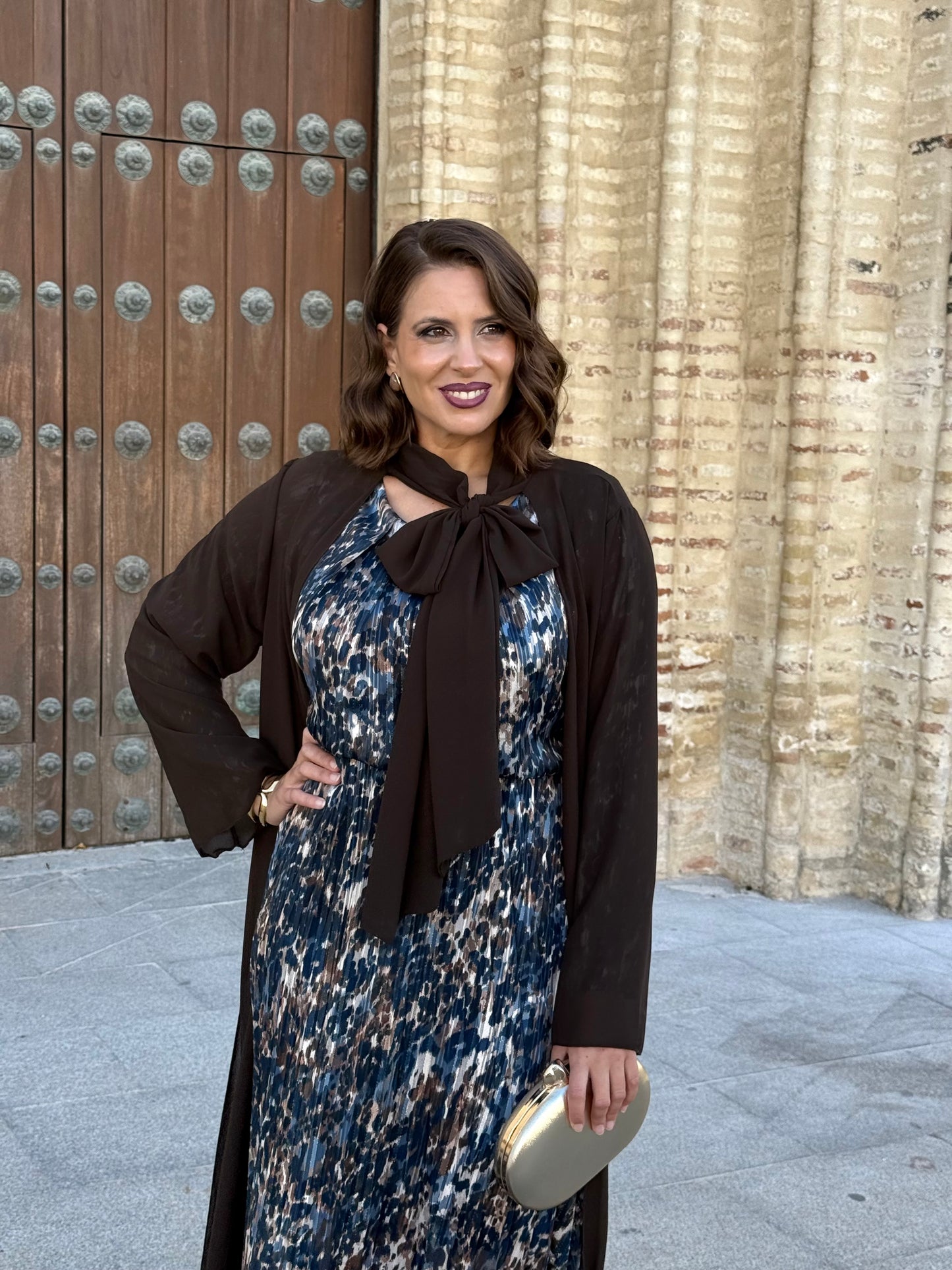 Kimono de Gasa Lazo Marrón