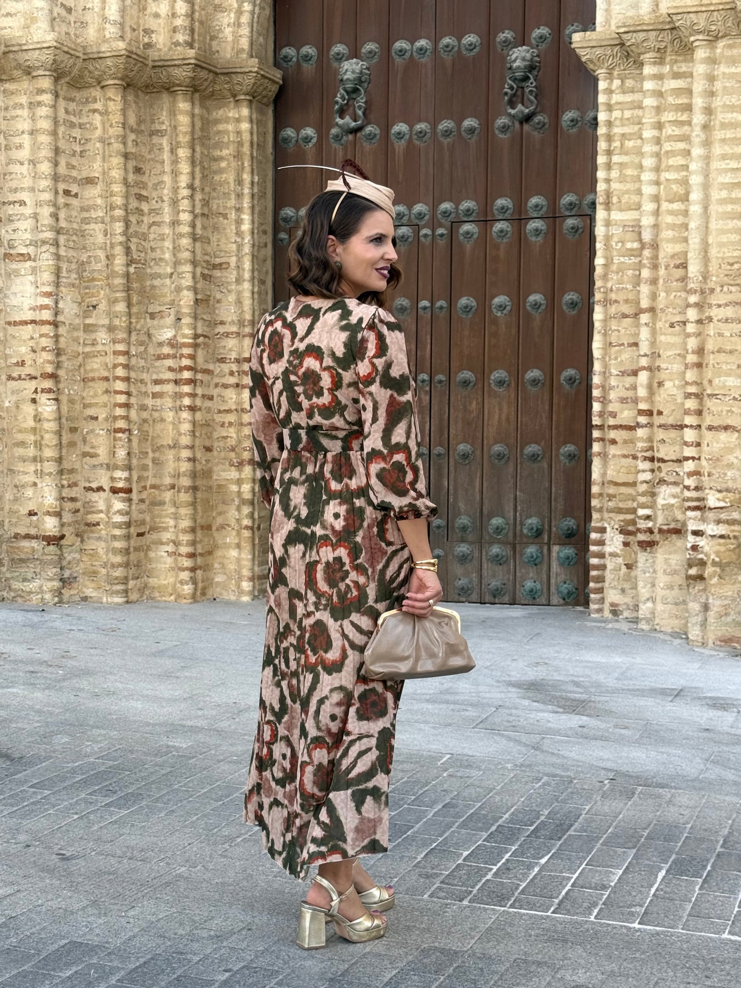 Vestido Azahara Verde/Camel