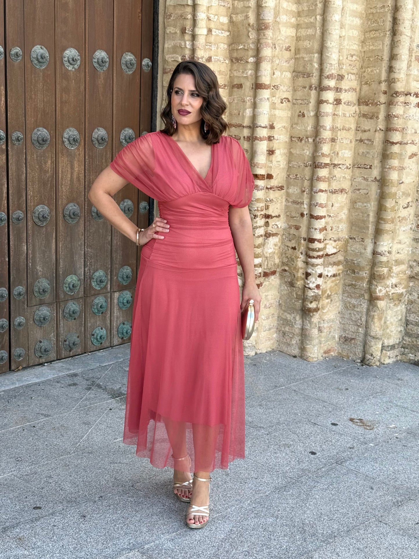Vestido Graciela M/C Coral