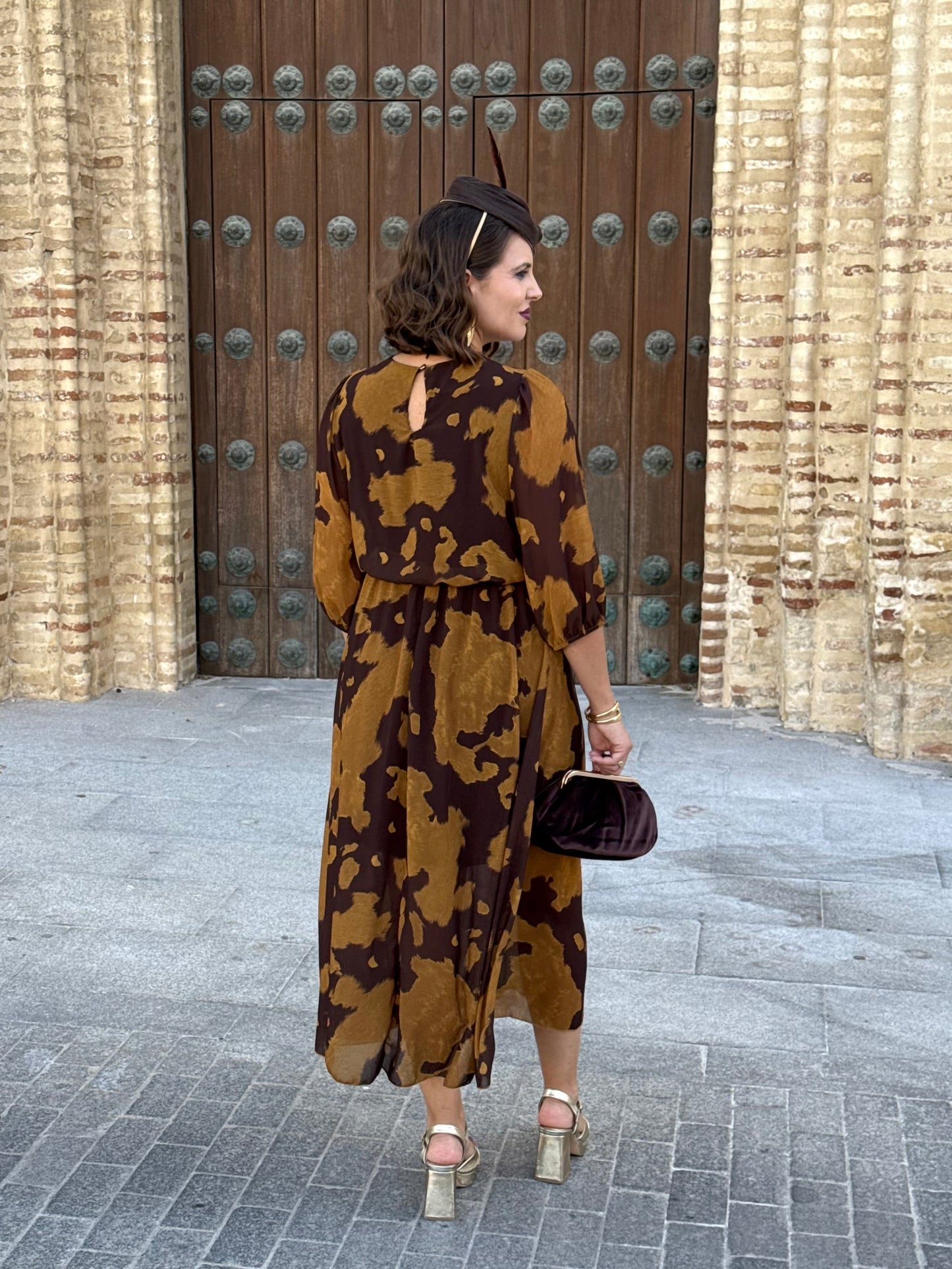 Vestido Miriam Estampado Mostaza