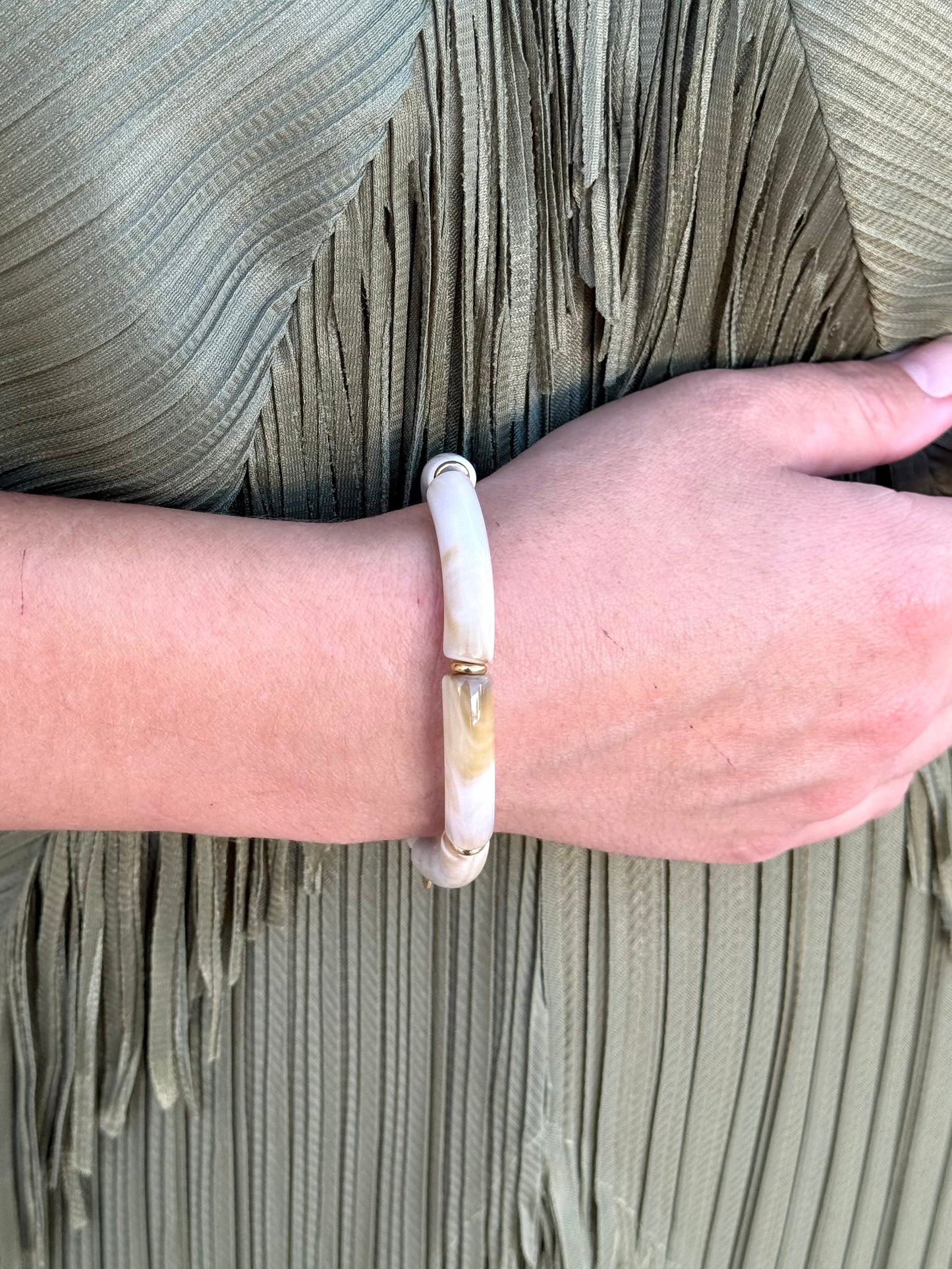 Pulsera Linda Beige Efecto Piedra