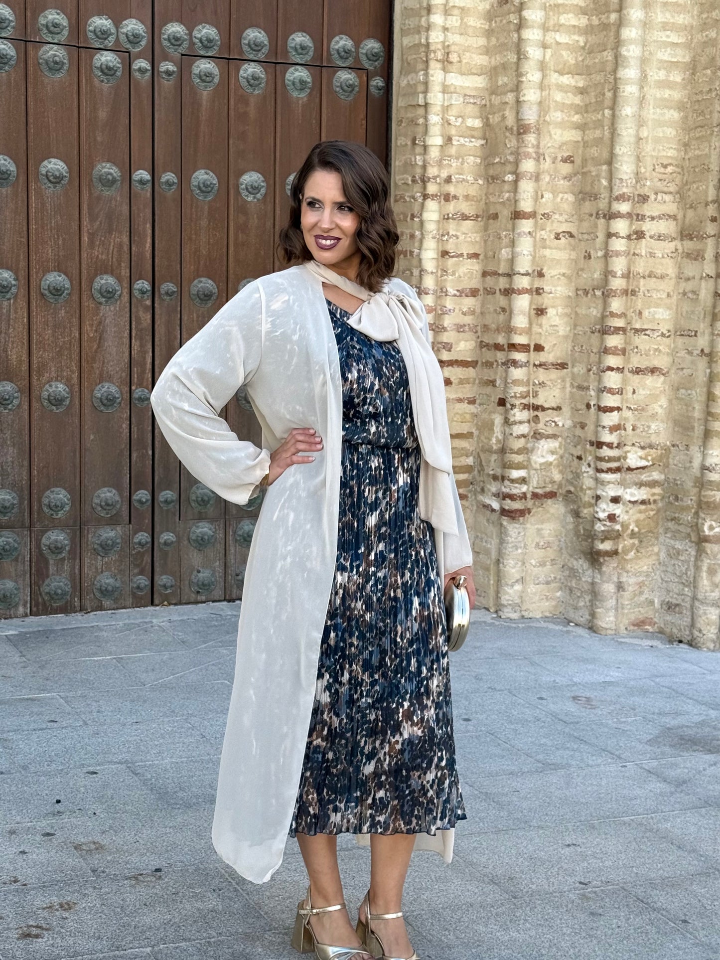 Kimono de Gasa Lazo Beige