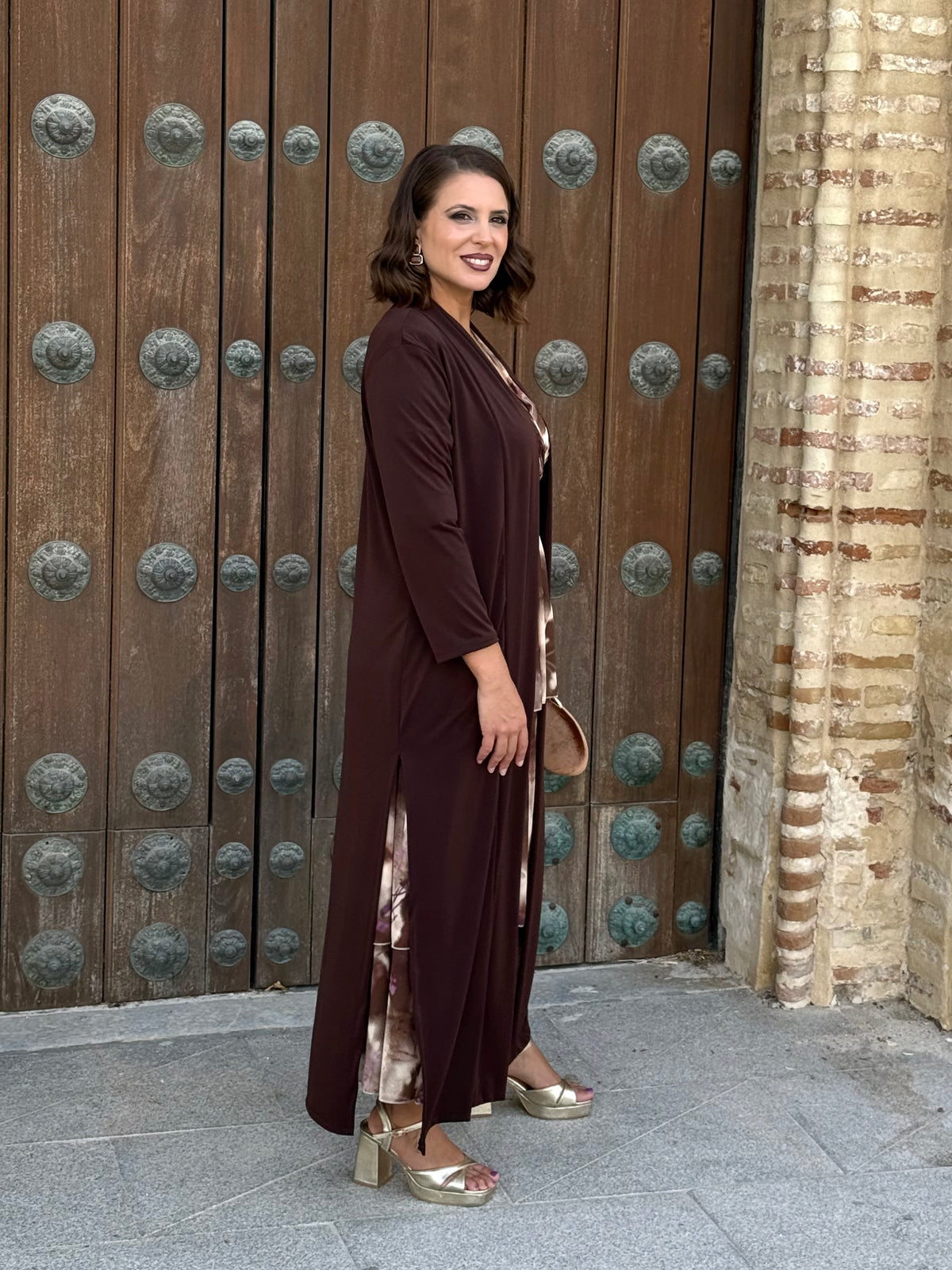 Kimono Punto de Seda Marrón