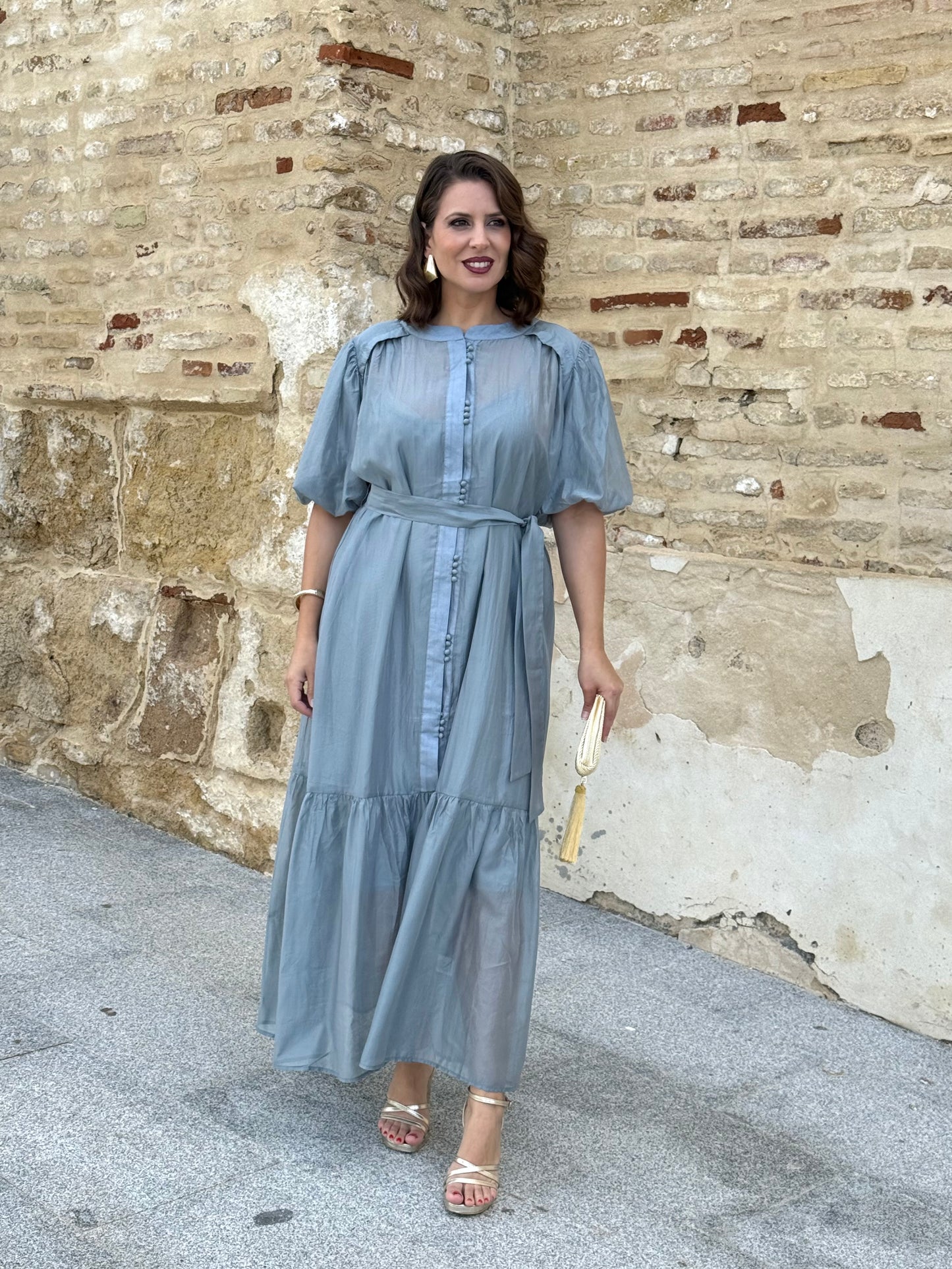 Vestido Menorca Azul Empolvado