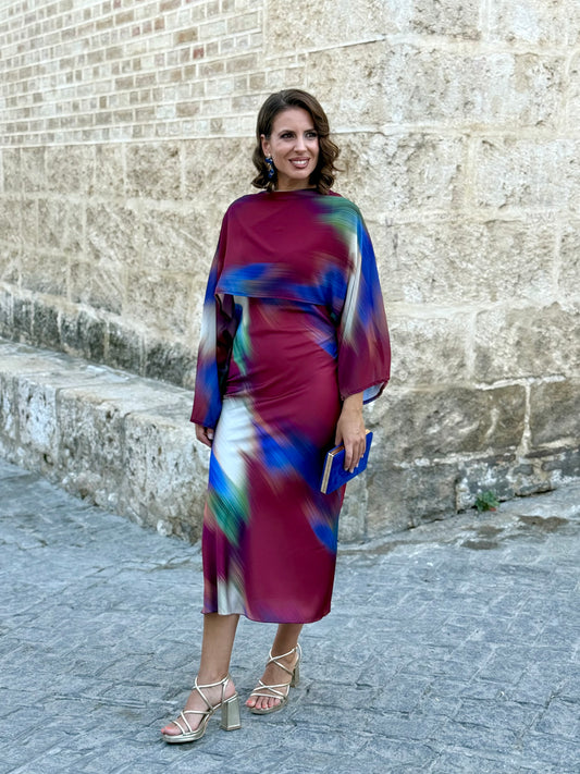 Vestido Acuarela Burdeos