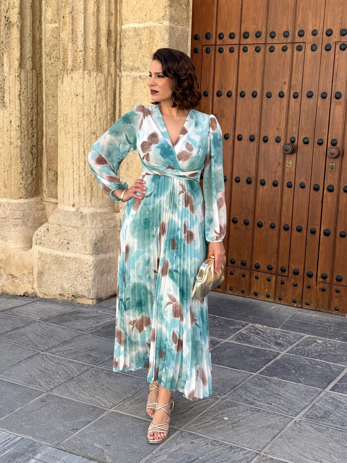 Vestido Nadia Floral Verde Mar
