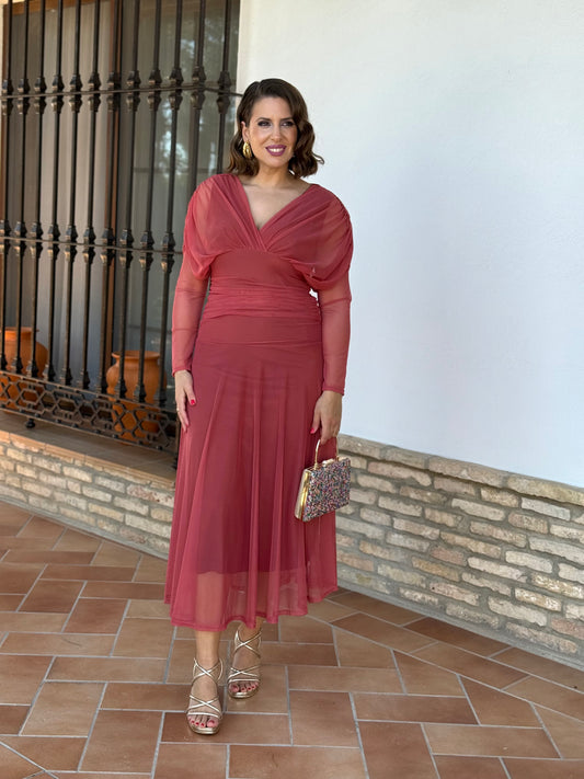 Vestido Graciela Coral Oscuro