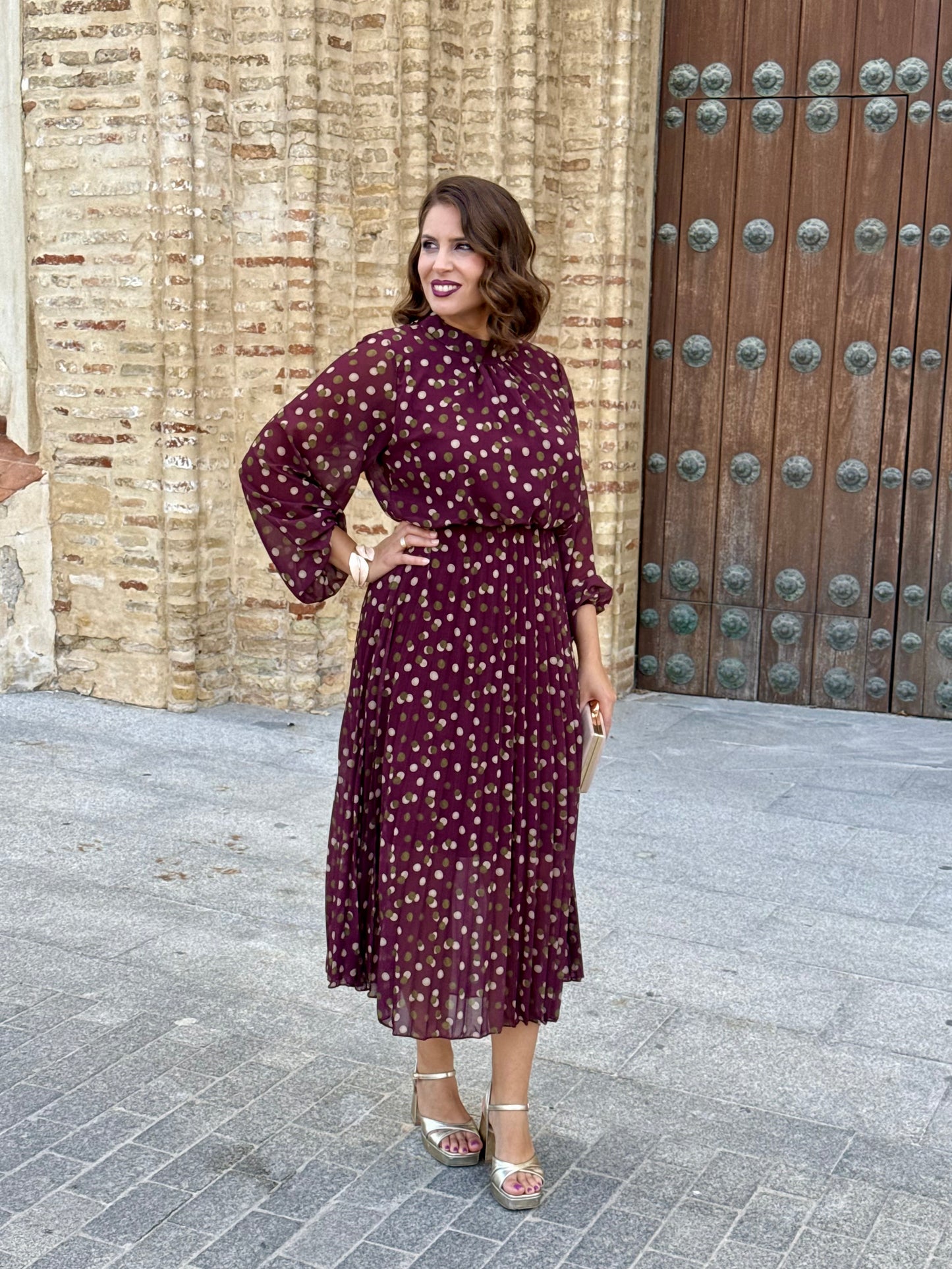 Vestido Julieta Estampado Vino