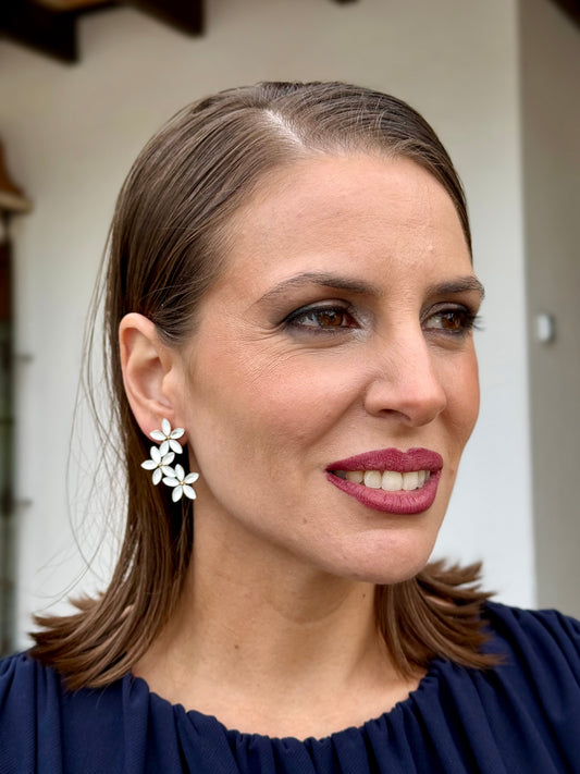 Pendientes Triflor Blanco