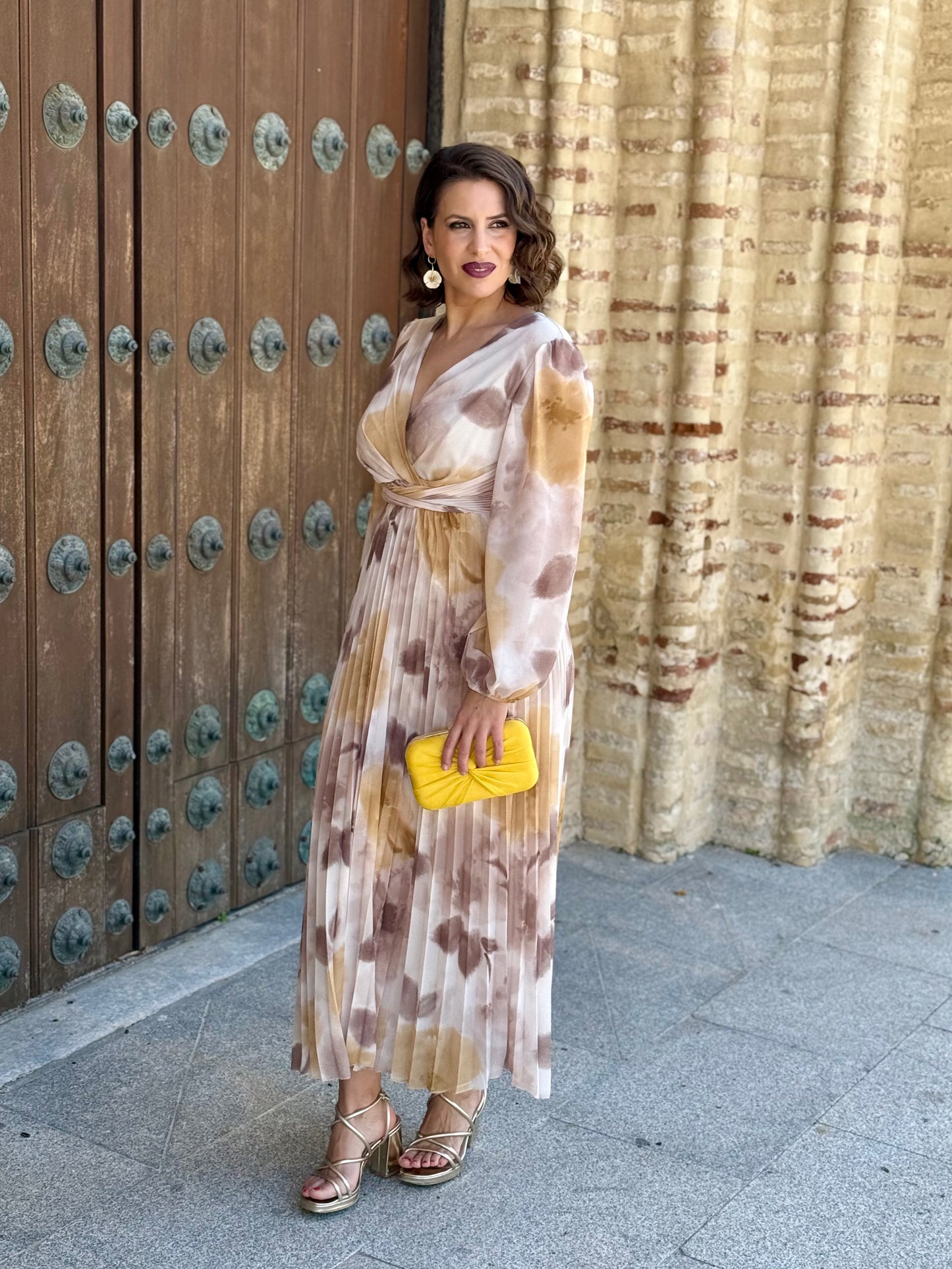 Vestido Nadia Floral Camel