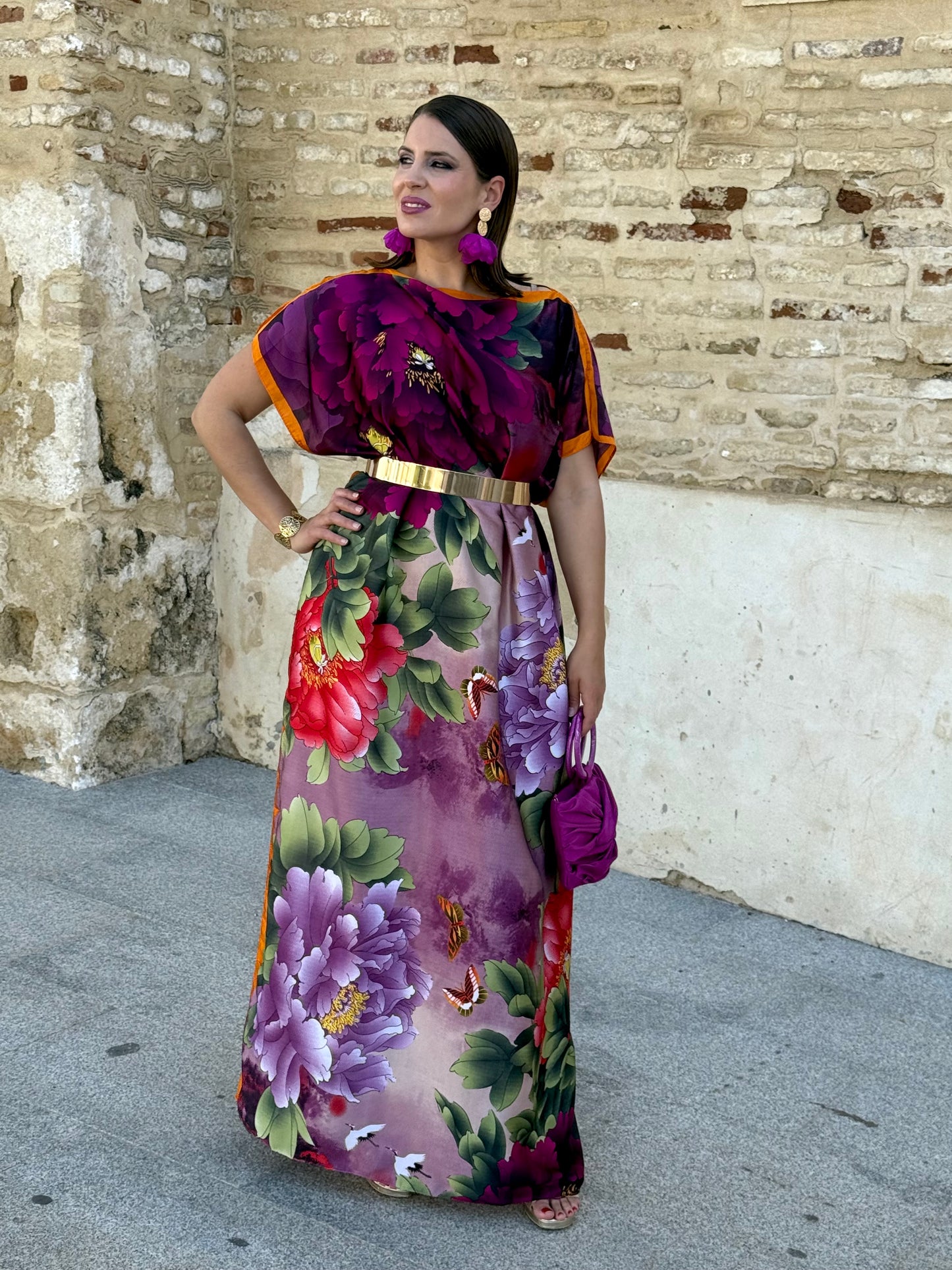 Vestido Elvira Naranja/Morado