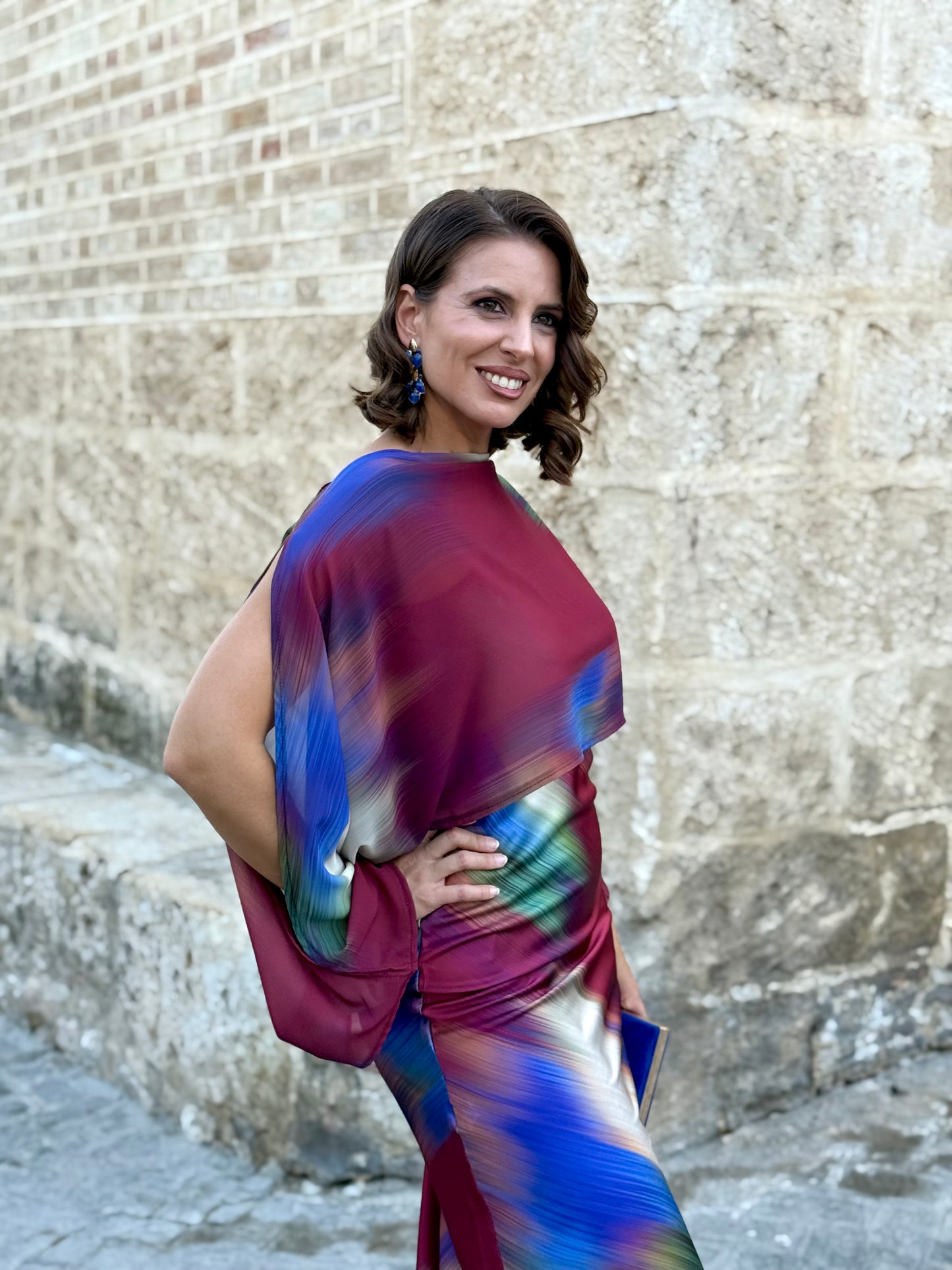 Vestido Acuarela Burdeos