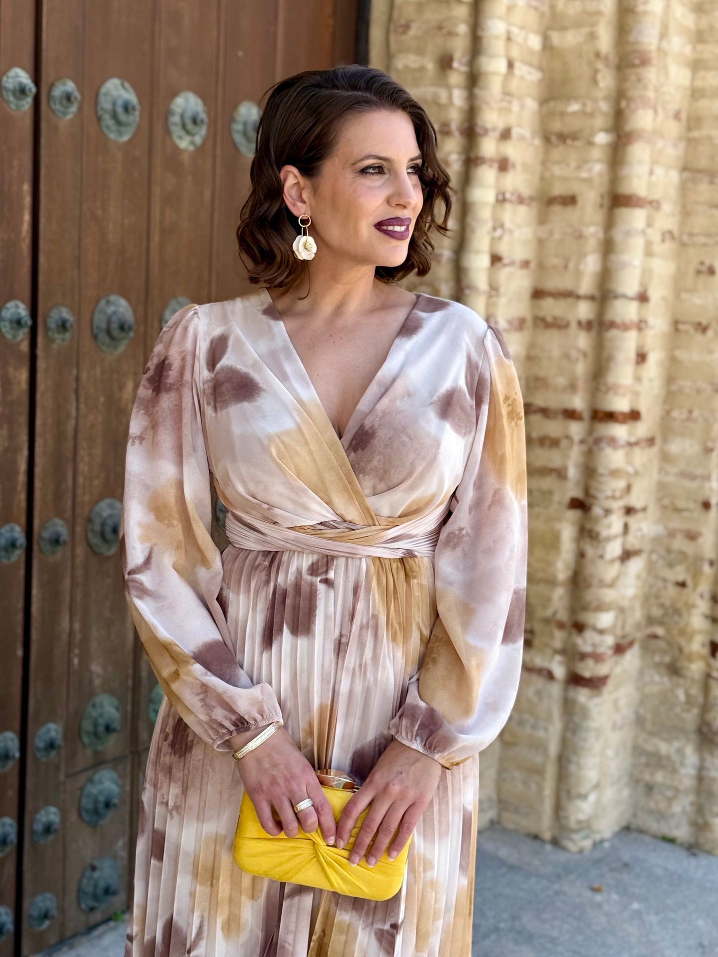 Vestido Nadia Floral Camel