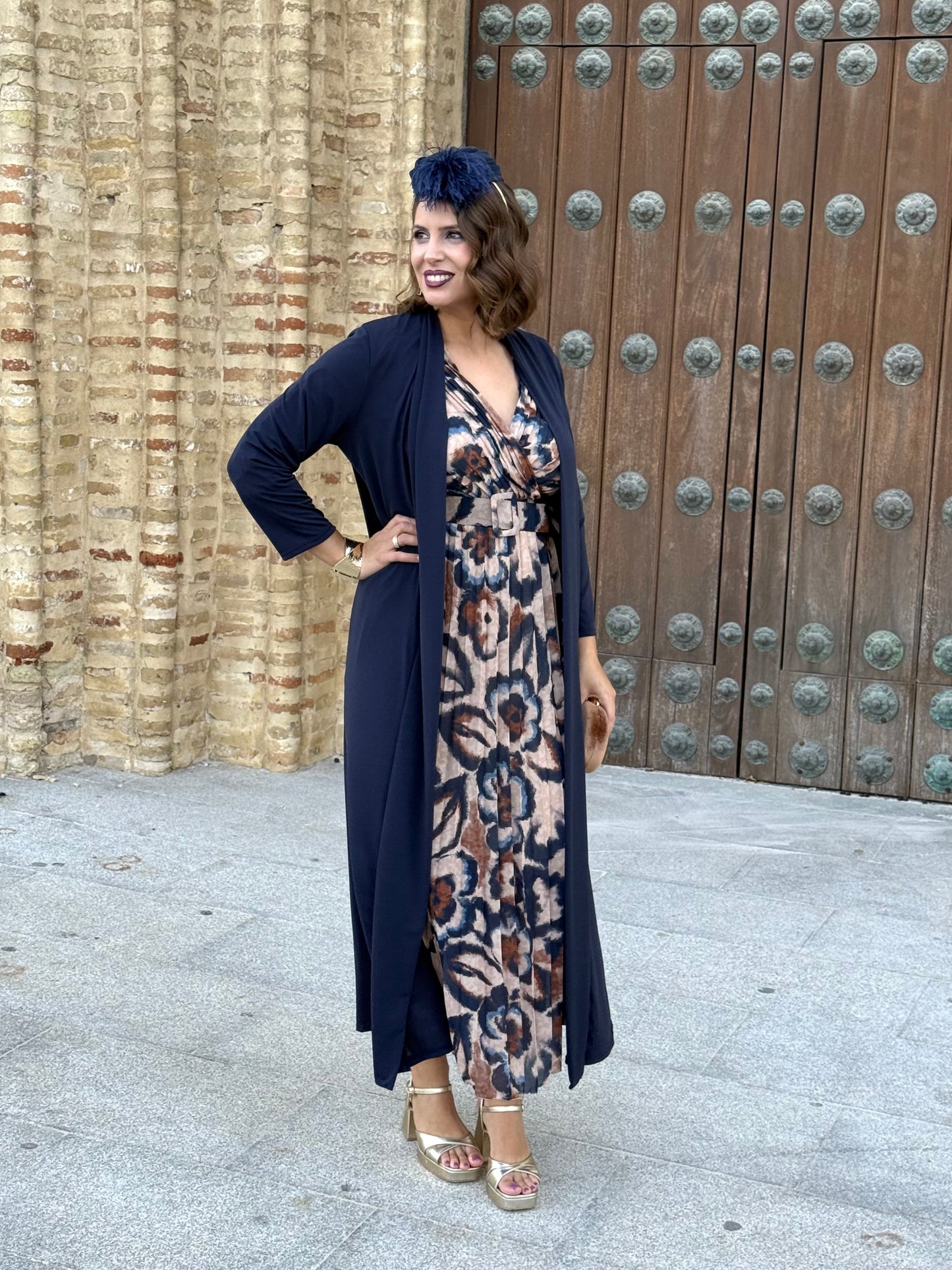 Kimono Punto de Seda Azul Marino