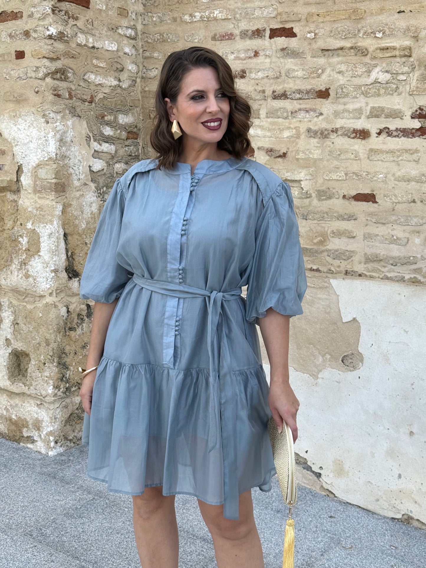Vestido Mallorca Azul Empolvado