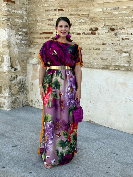 Vestido Elvira Naranja/Morado