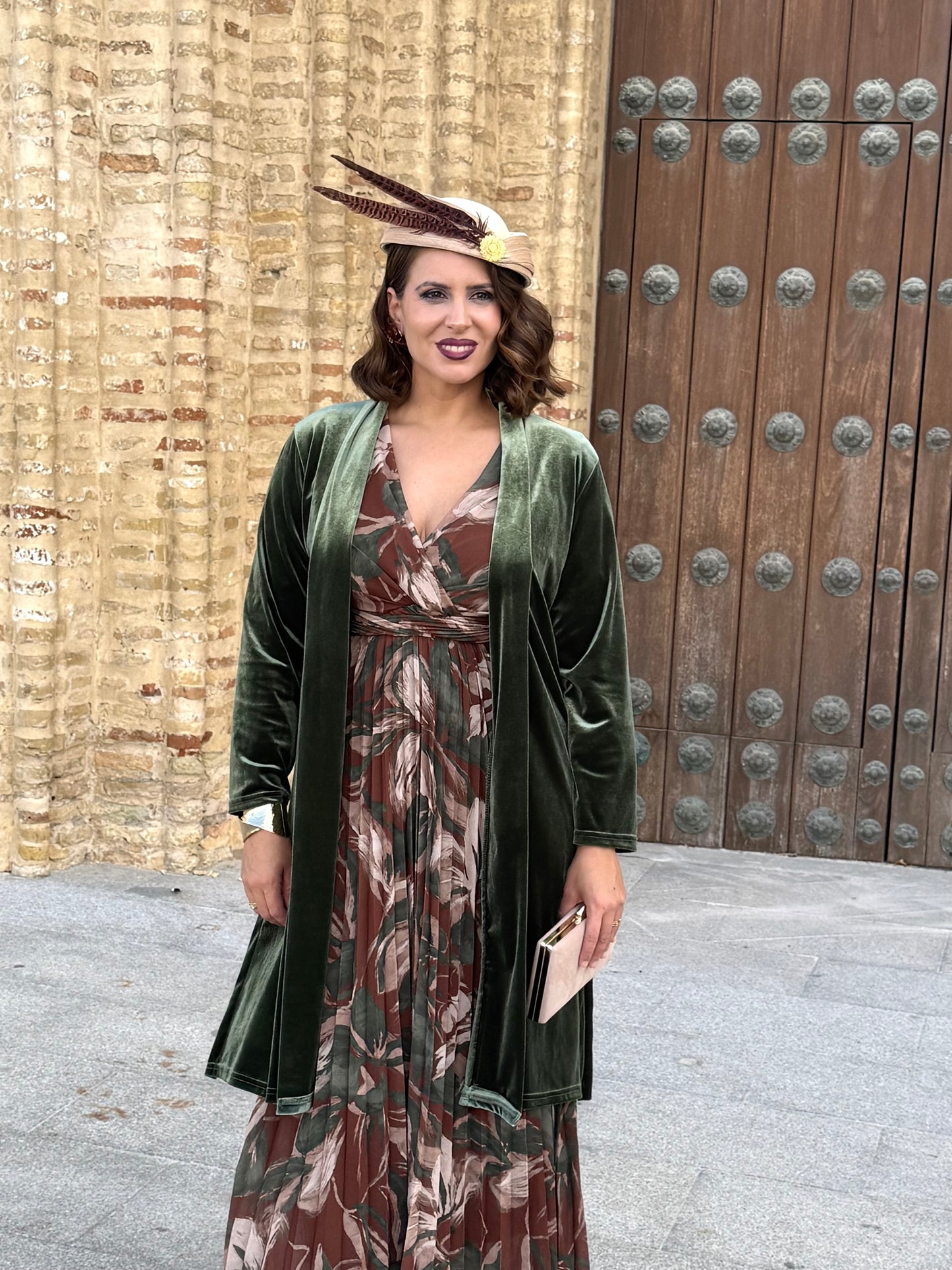 Kimono de Terciopelo Verde Kaki