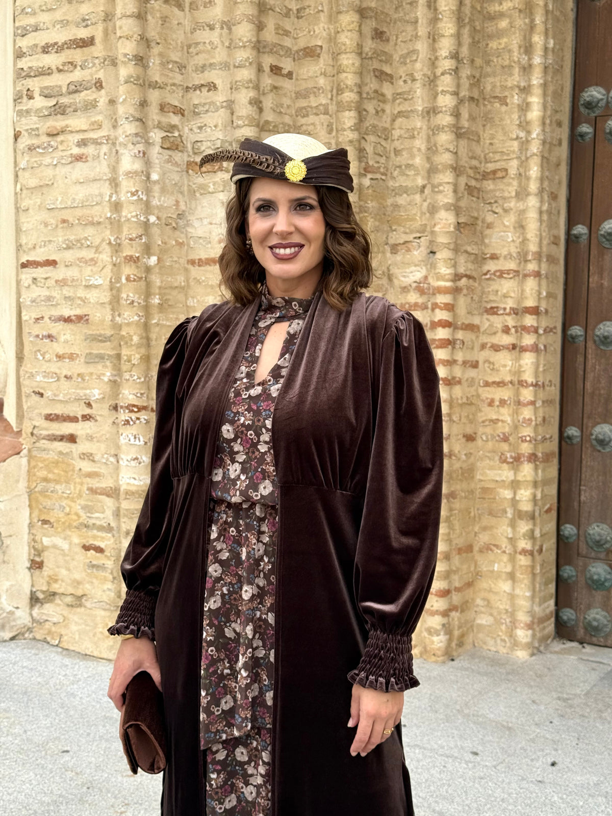 Kimono Karina Terciopelo Marrón