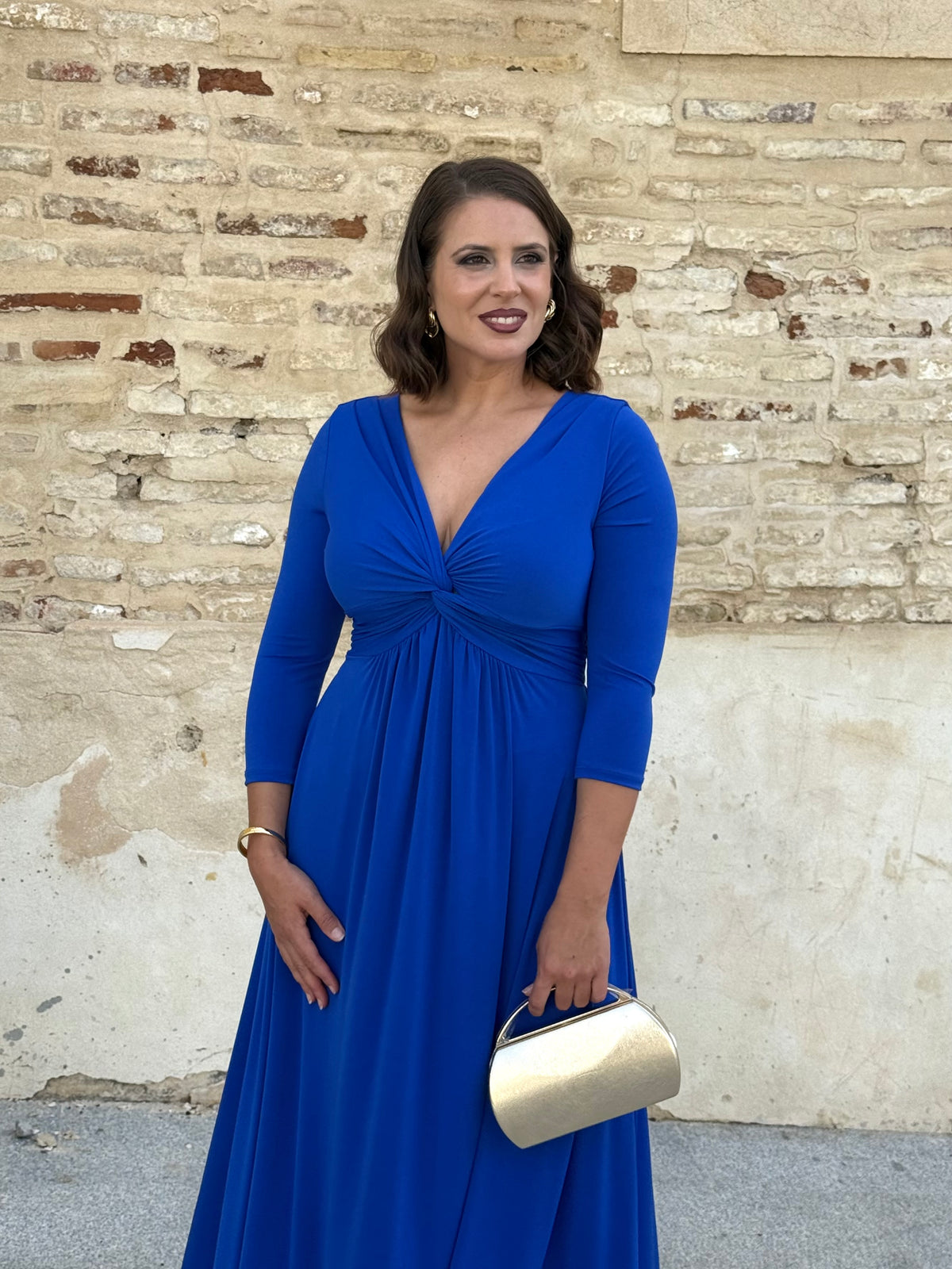 Vestido Zafira Manga Azul Añil