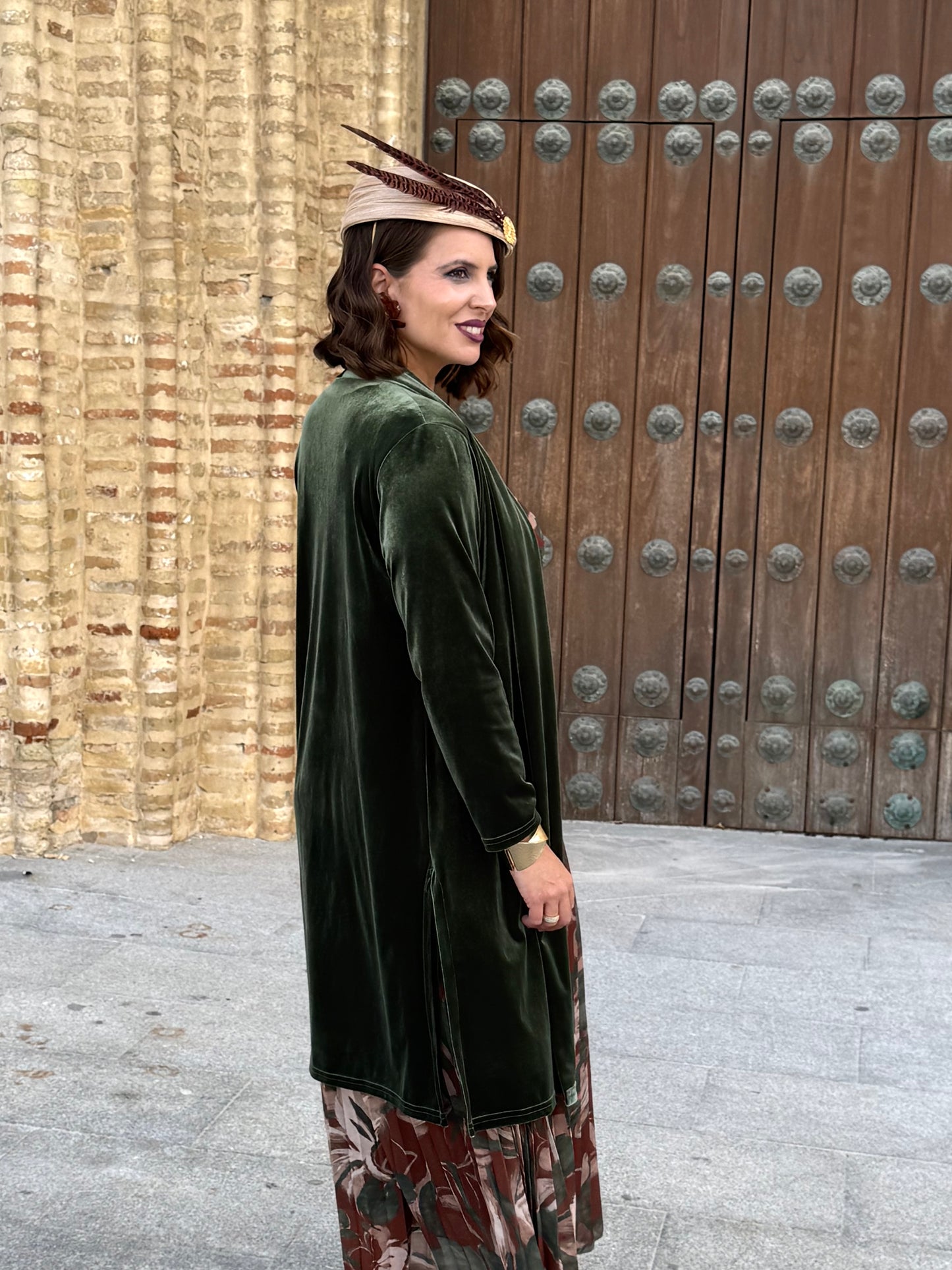 Kimono de Terciopelo Verde Kaki