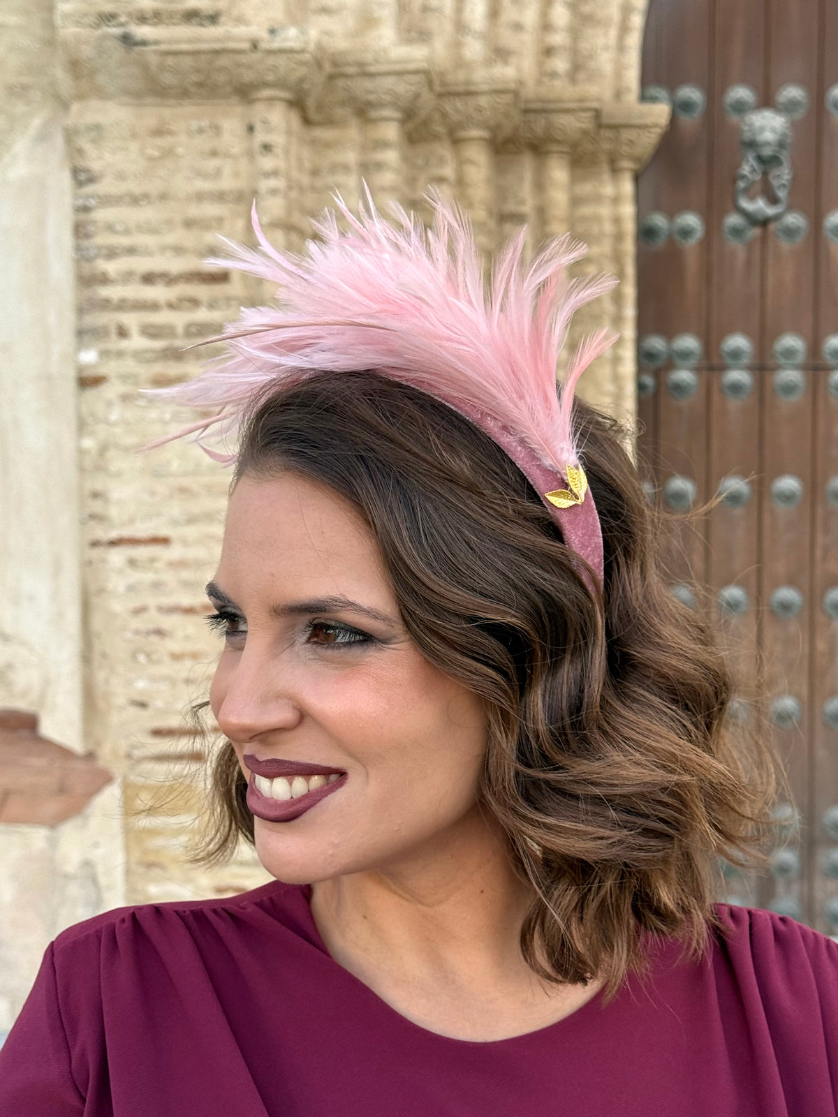 Diadema Belinda Rosa Empolvado
