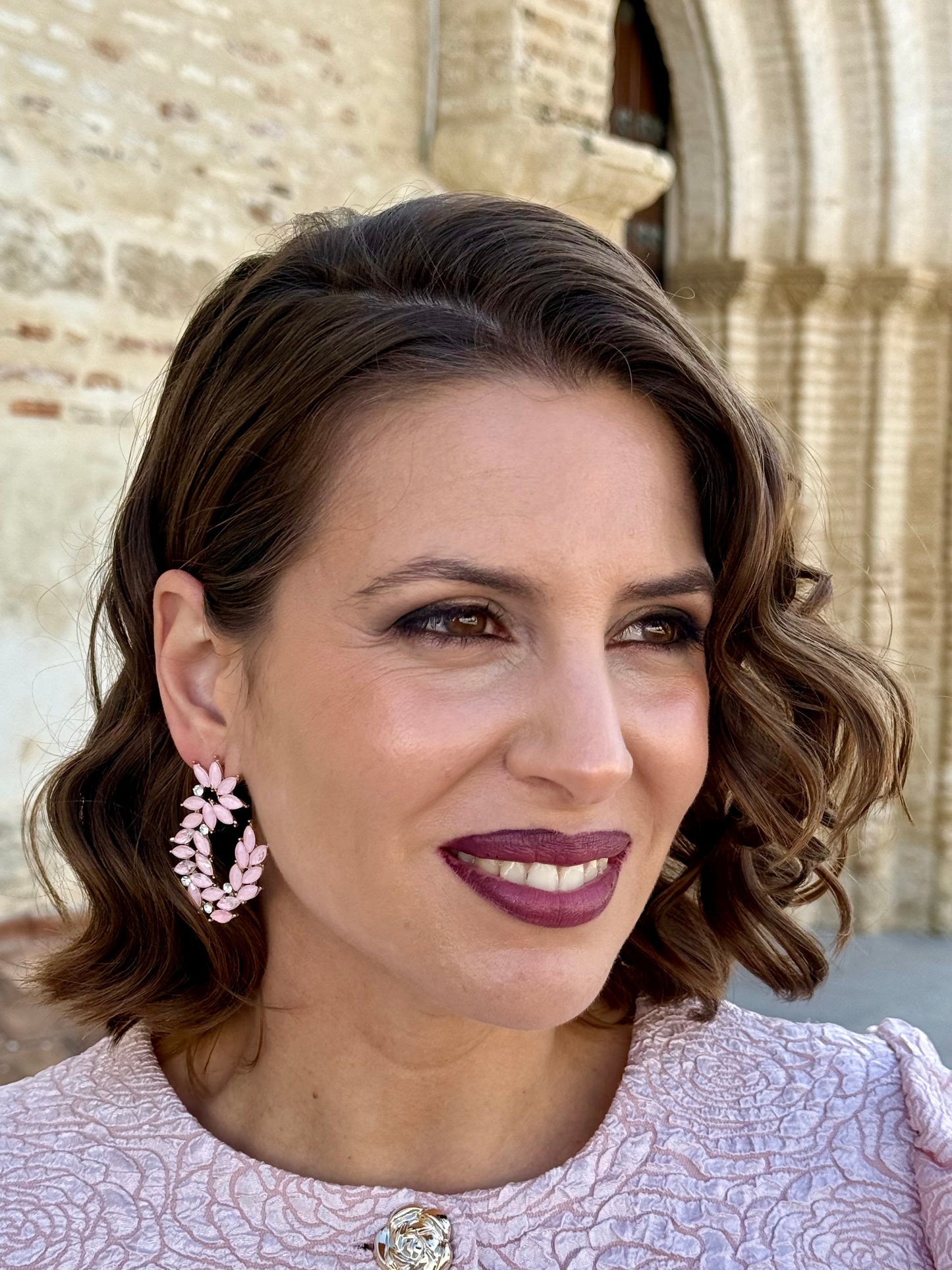 Pendientes Luna Rosa