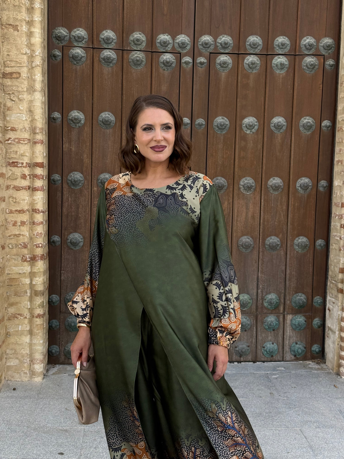 Conjunto Camelia Largo Verde Estampado