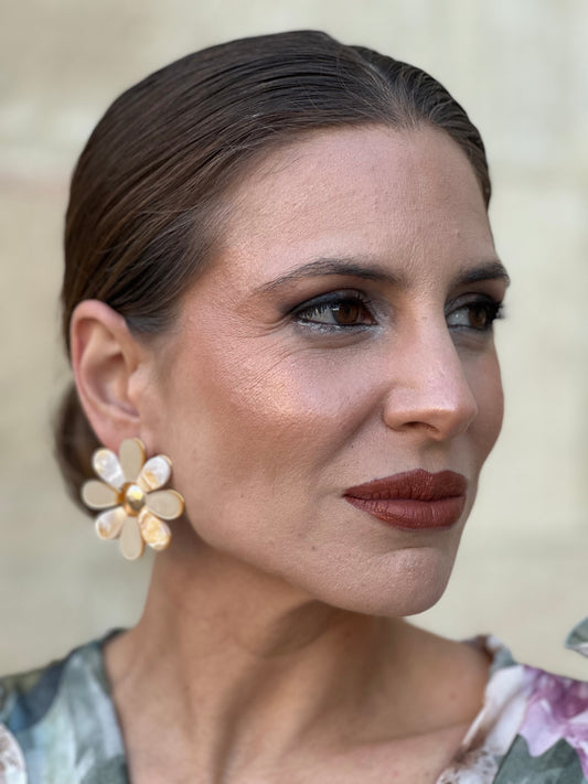 Pendientes Margarita Beige