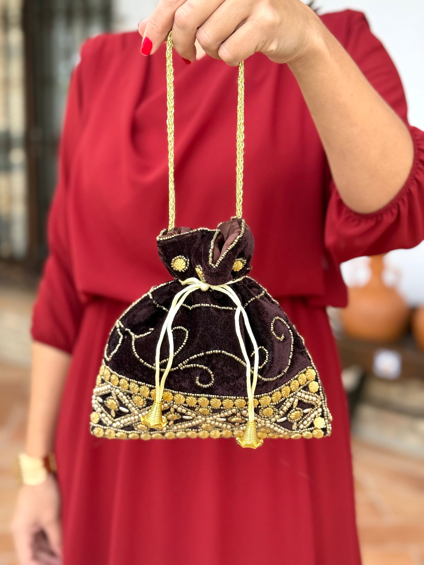 Limosnera Terciopelo Berlín Marrón