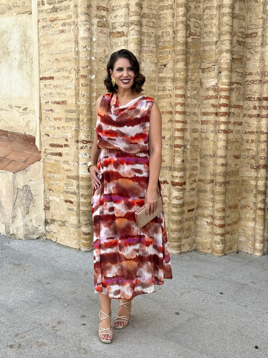 Vestido Miri Teja/Marrón