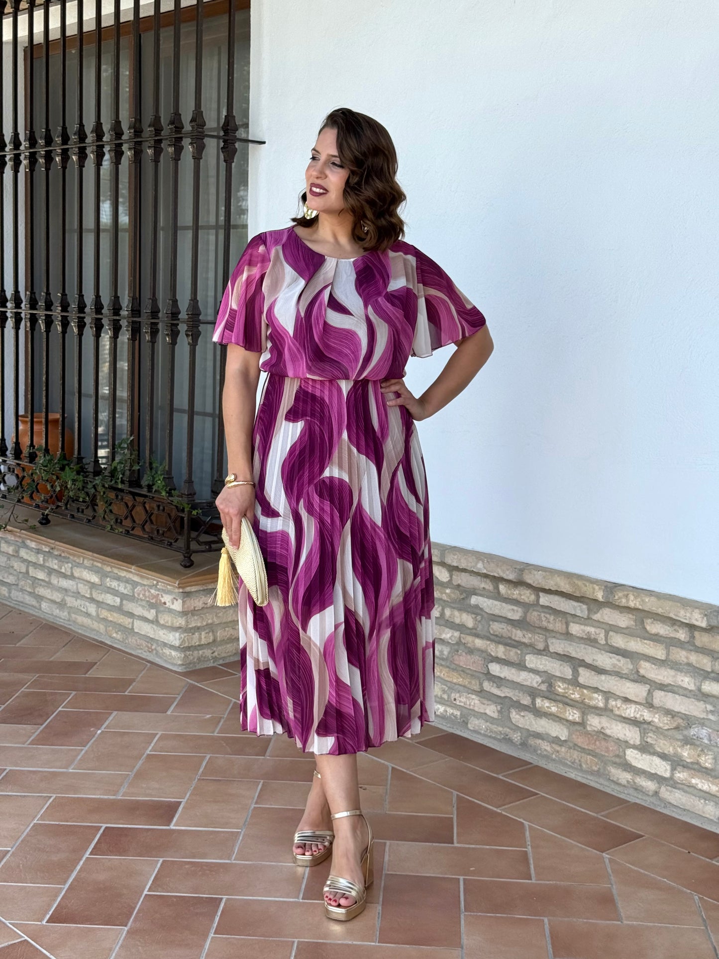 Vestido Niebla Estampado Buganvilla