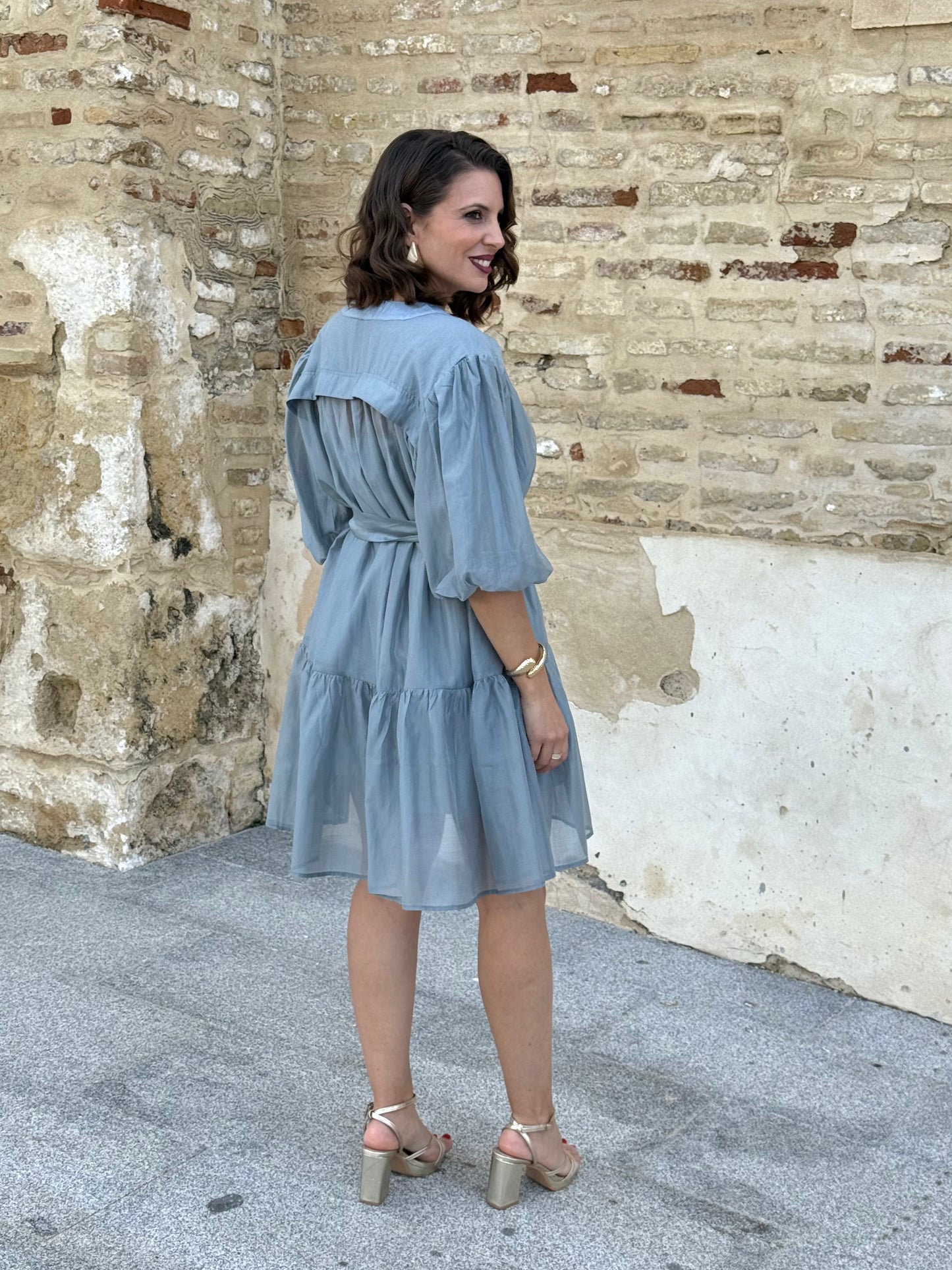 Vestido Mallorca Azul Empolvado