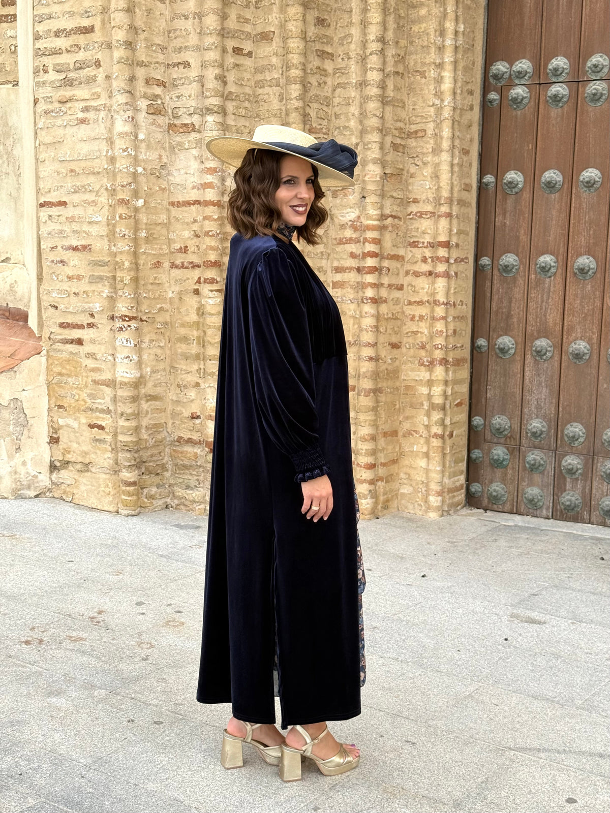 Kimono Karina Terciopelo Azul Marino