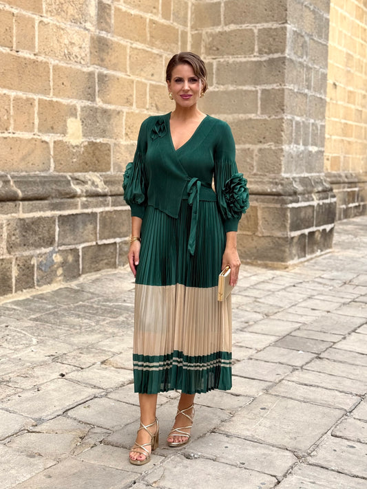 Vestido Adriana Verde/Beige