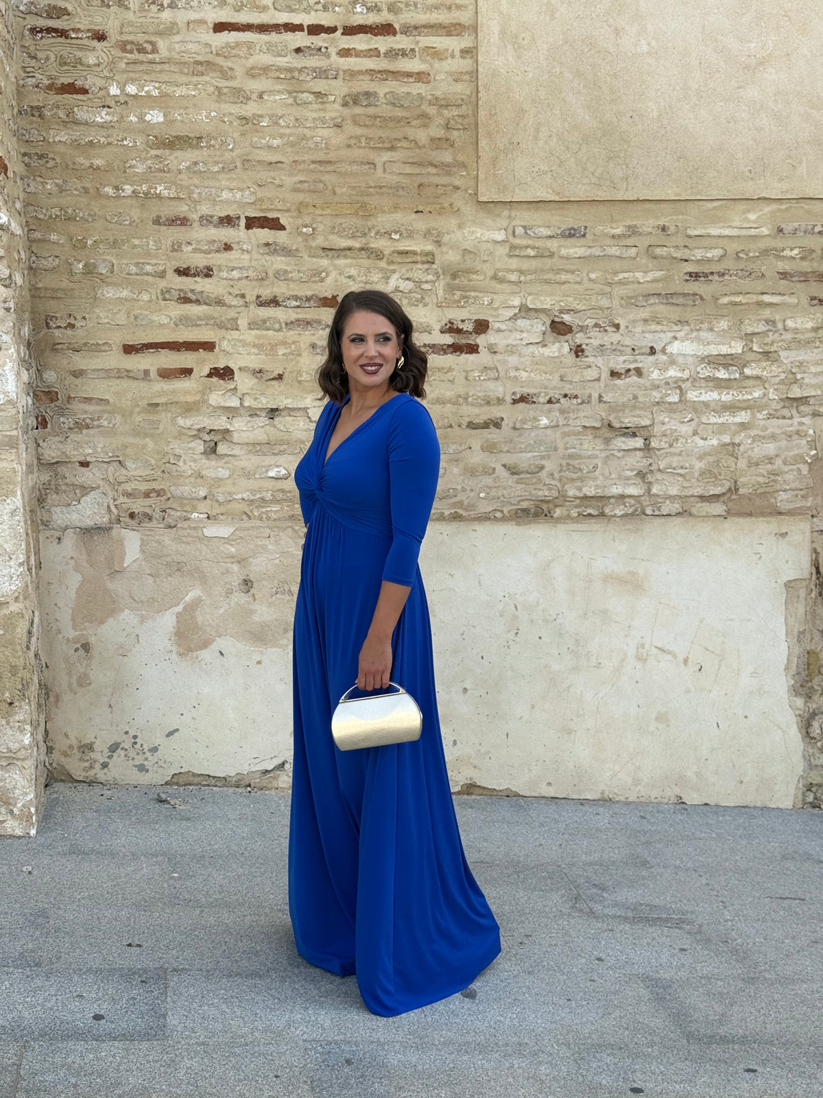 Vestido Zafira Manga Azul Añil