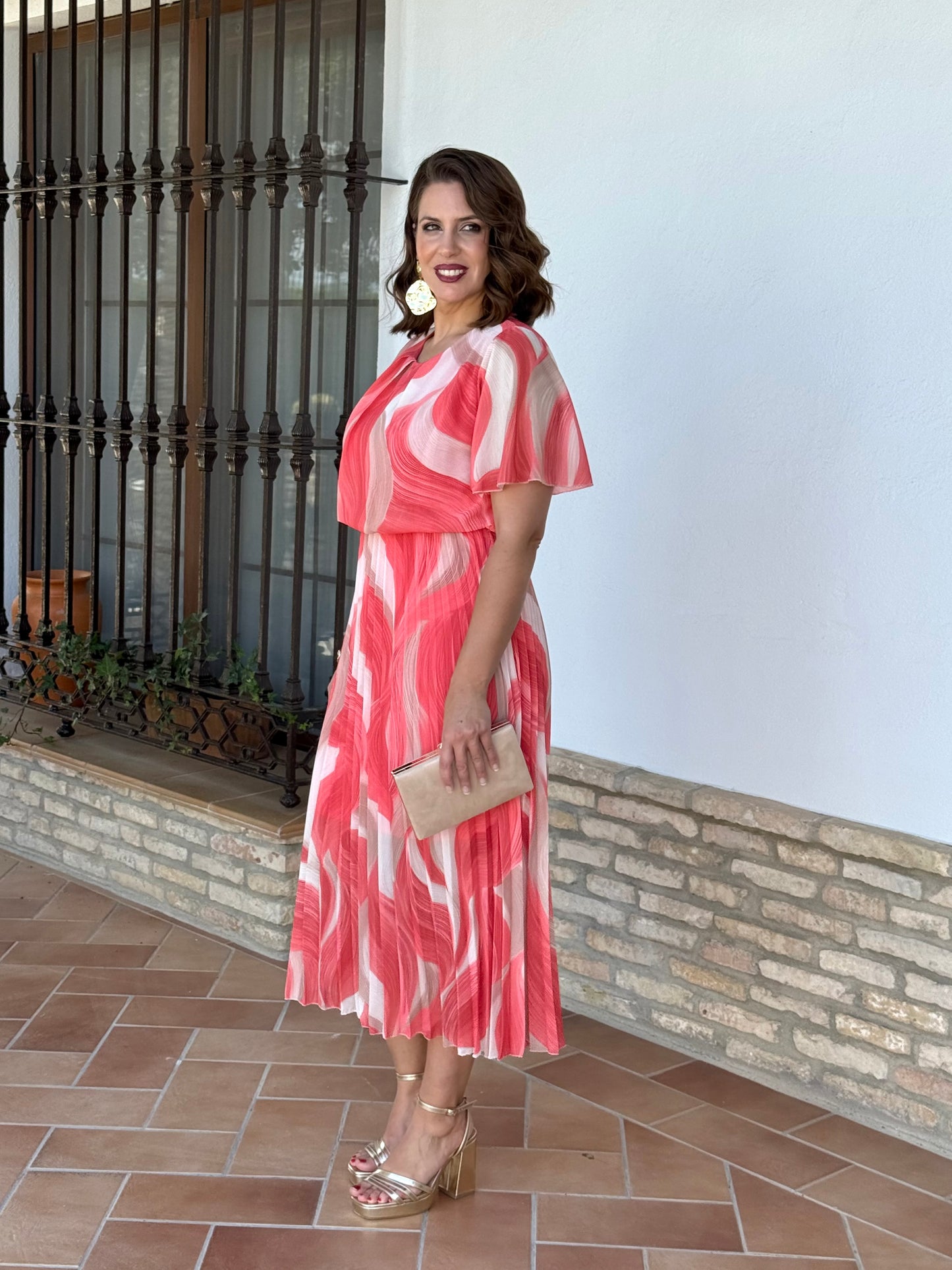 Vestido Niebla Estampado Coral