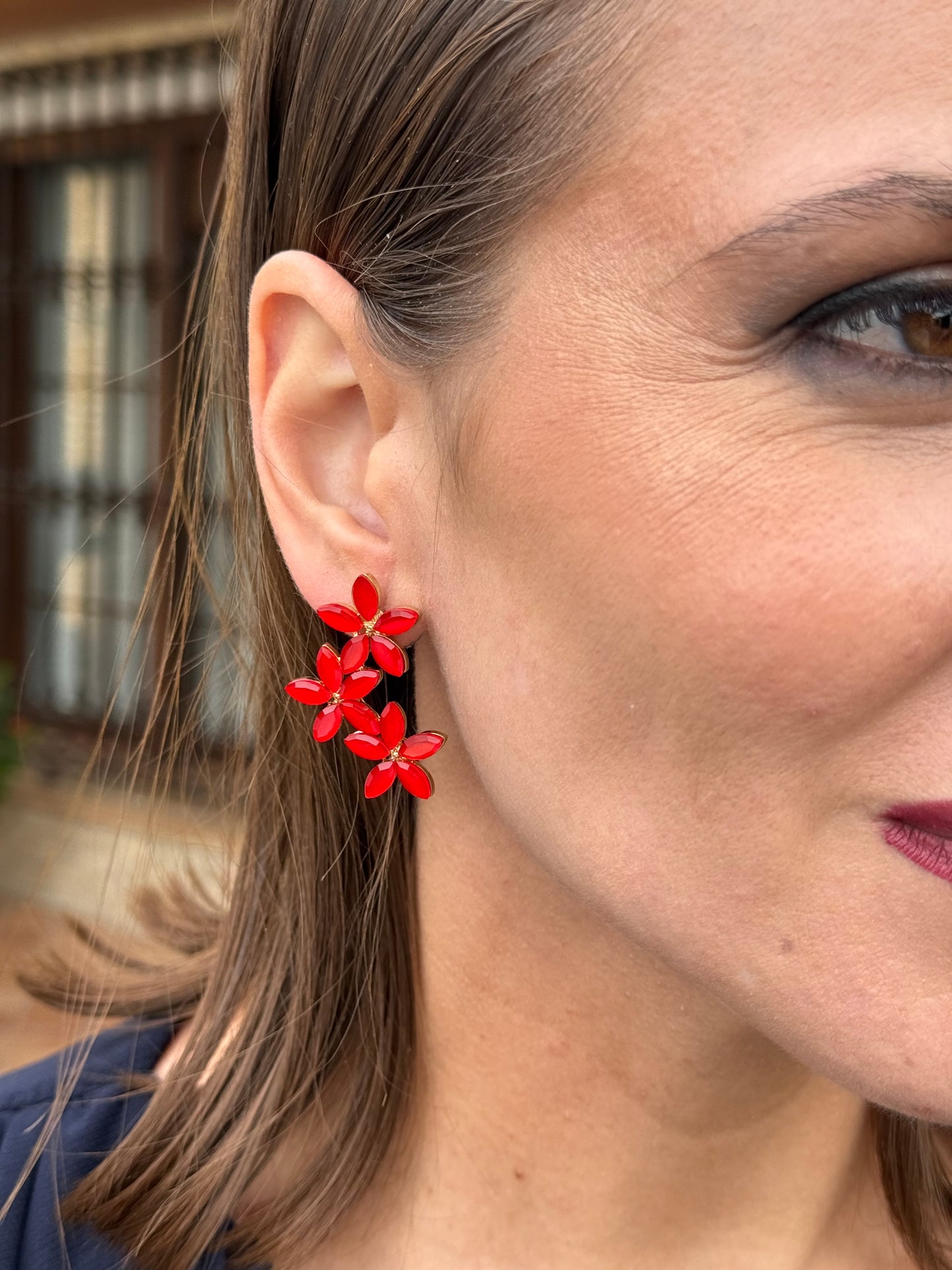 Pendientes Triflor Rojo
