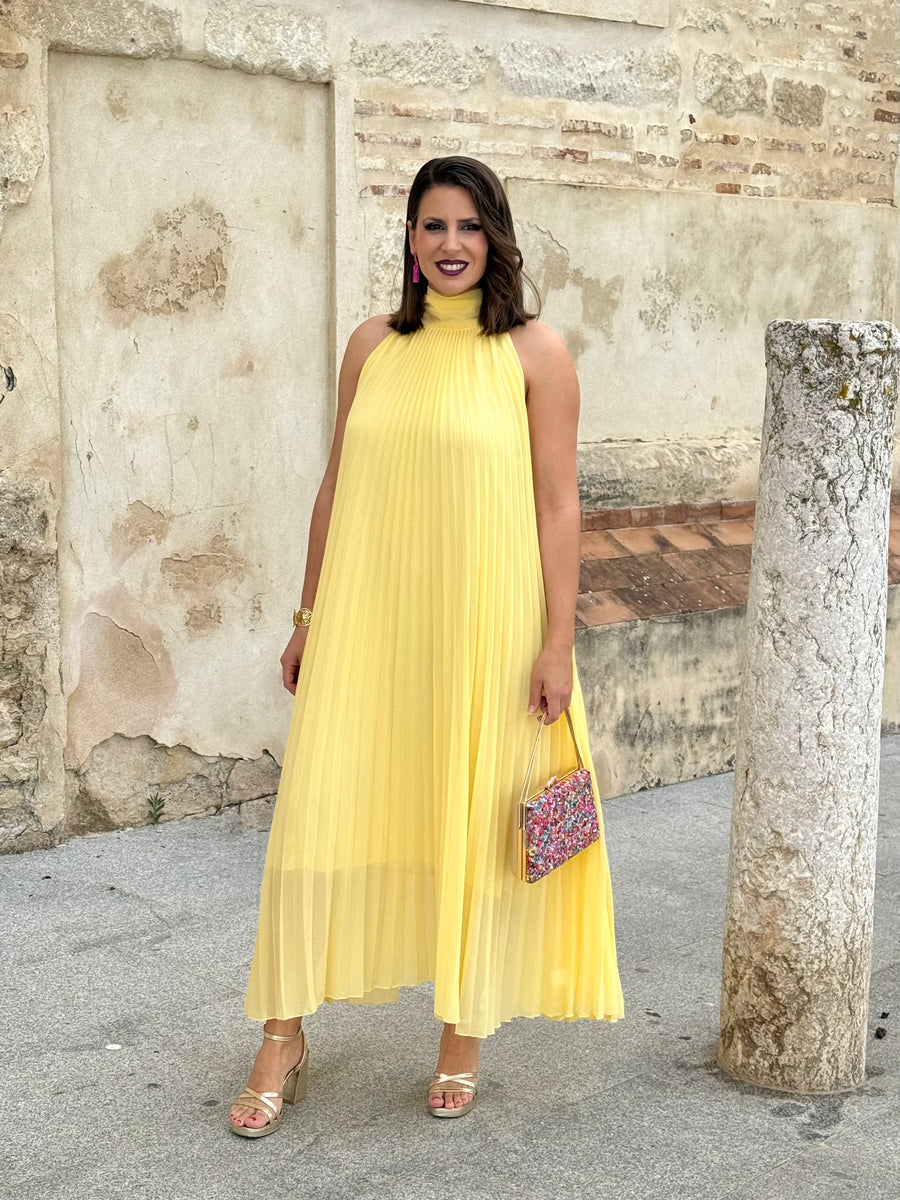 Vestido Grecia Plisado Amarillo
